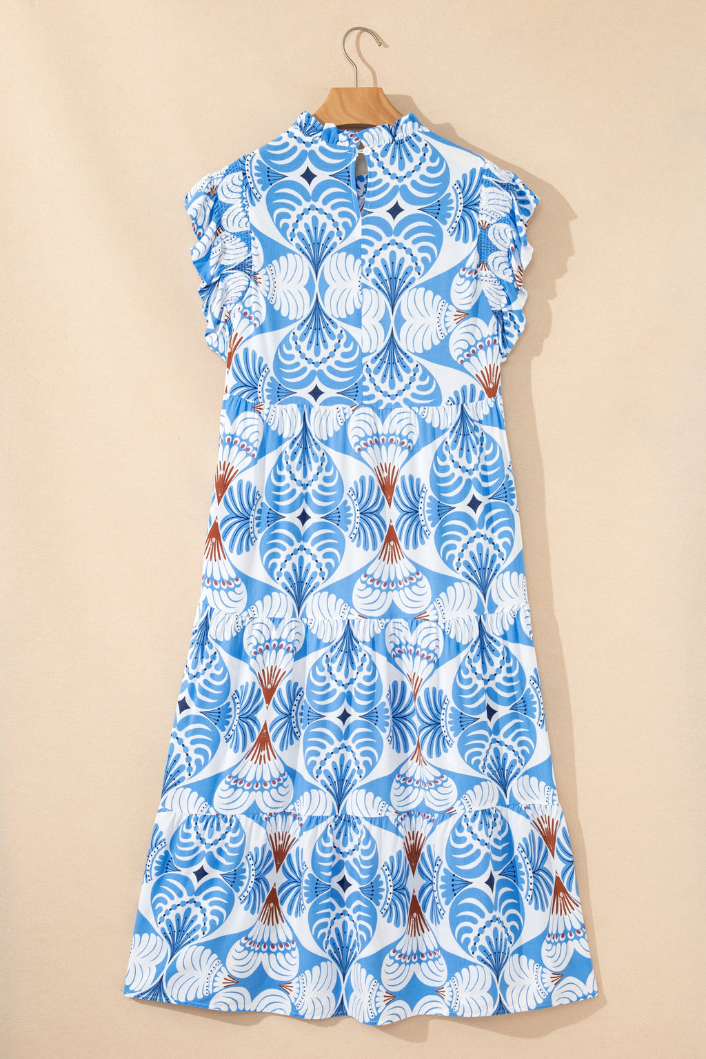 Tropical Floral Flutter Sleeve Midi Dress
