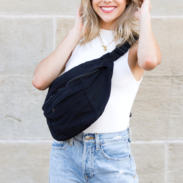 London Oversized Canvas Crescent Sling