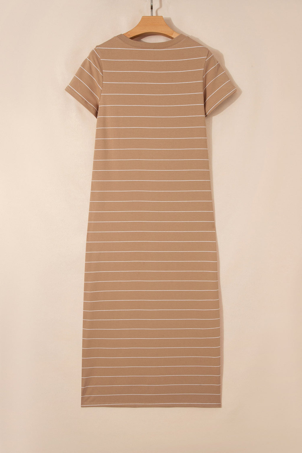 Stripe Short Sleeve Side Slit Maxi Dress