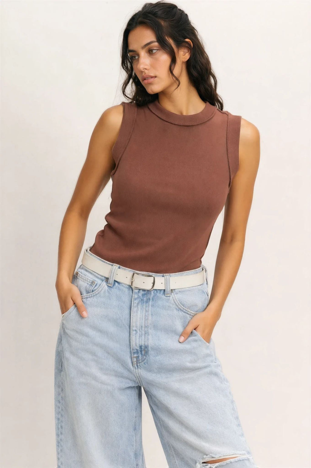 Luna Tank in Brown