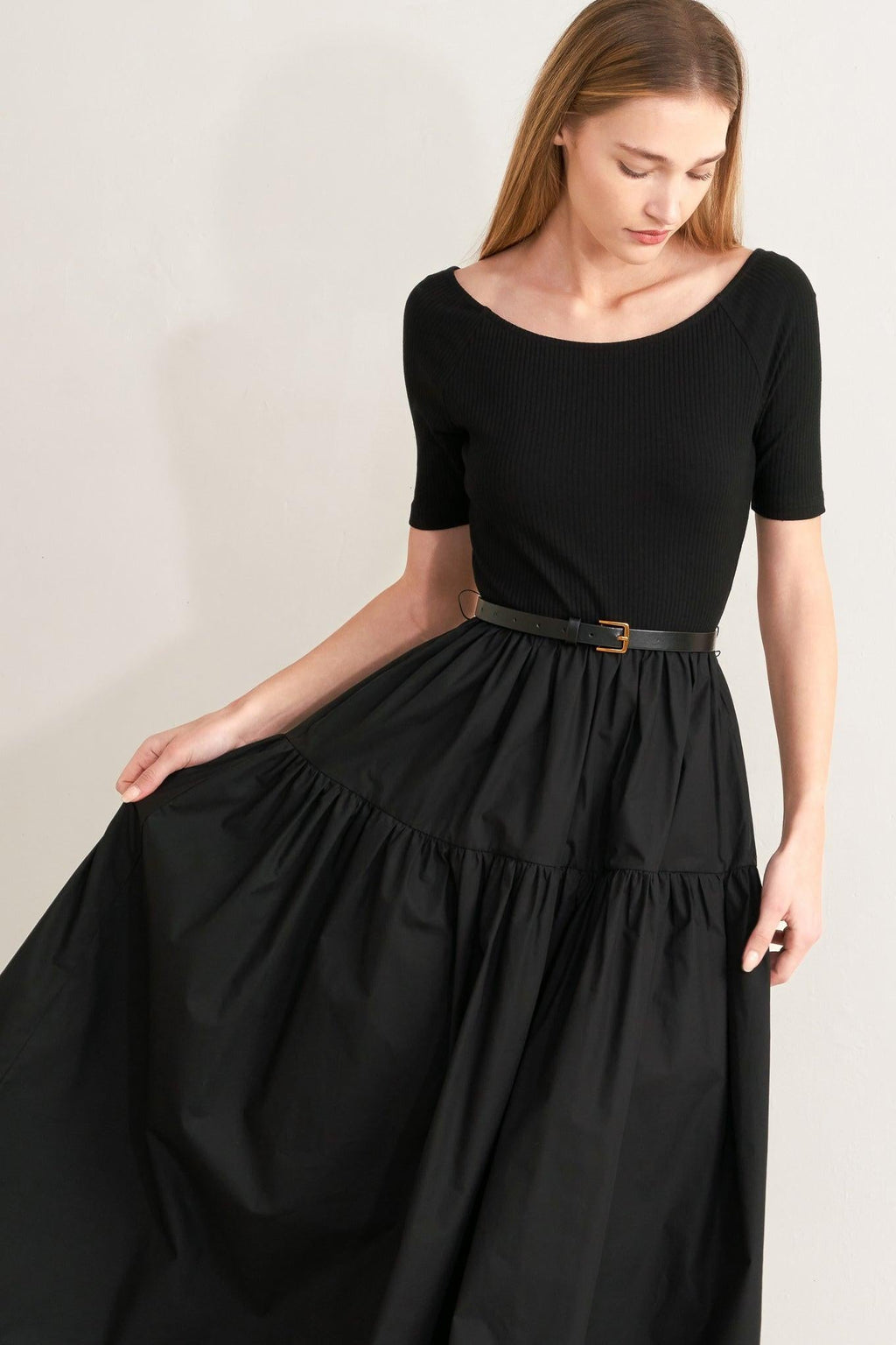 Flying Tomato - Saddle Breeze Black Midi Dress
