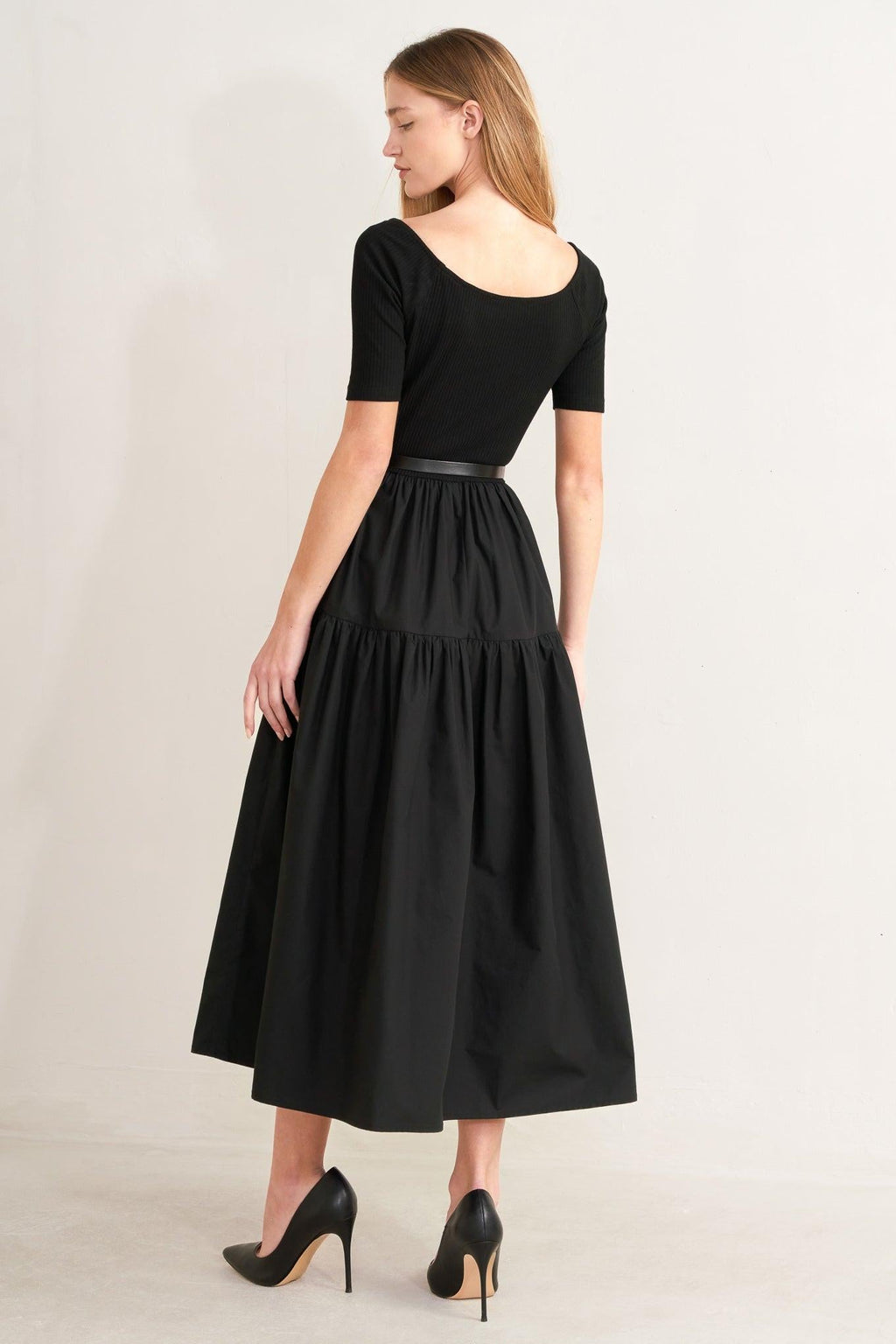 Flying Tomato - Saddle Breeze Black Midi Dress