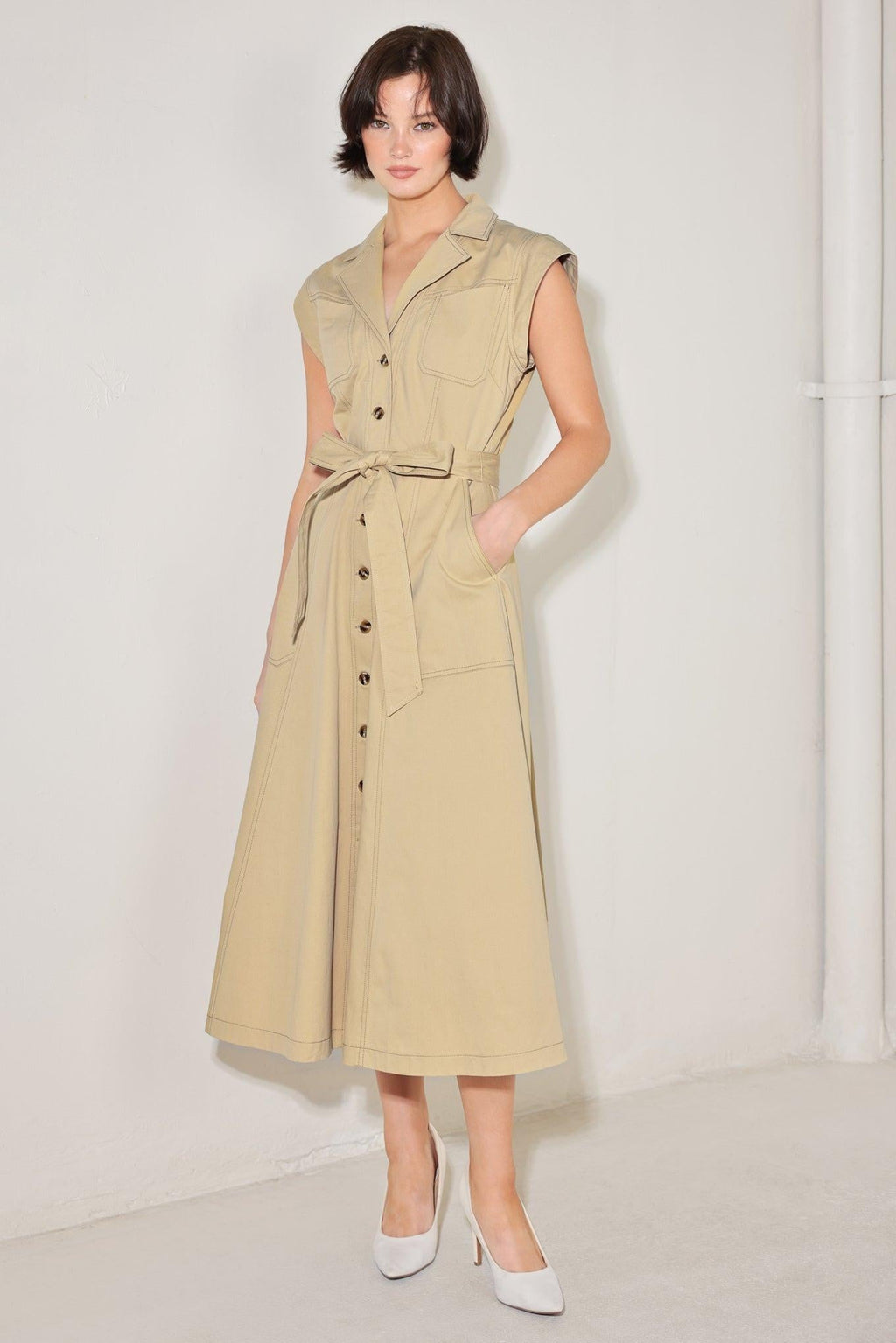 Flying Tomato - Natural Instinct Woven Midi Dress