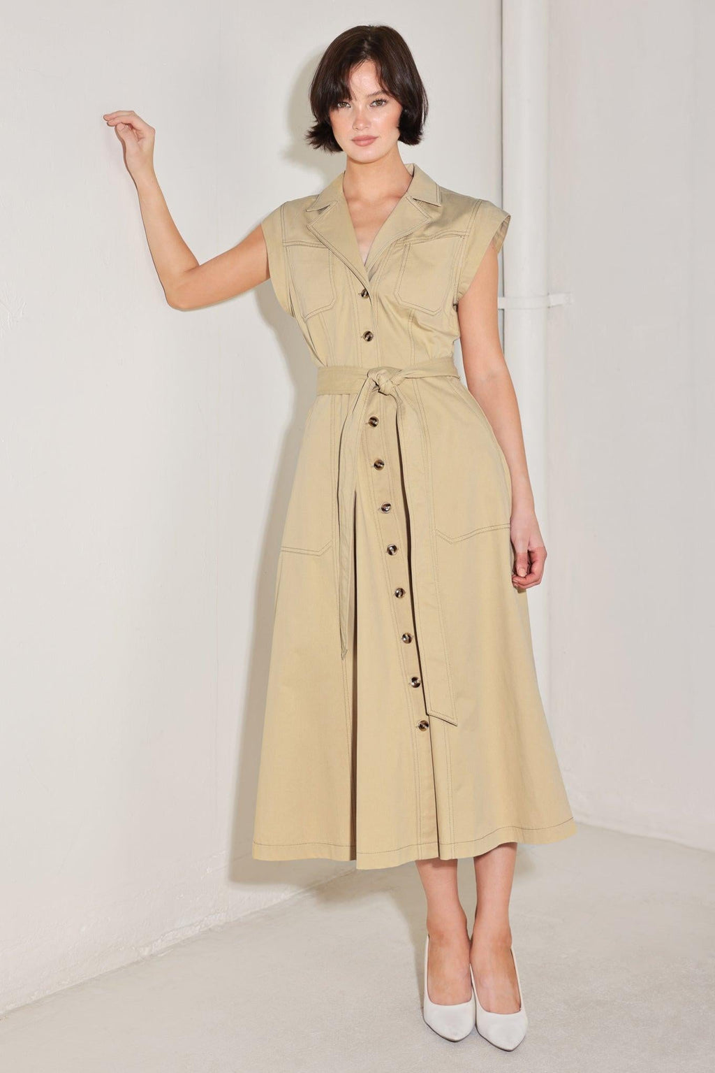 Flying Tomato - Natural Instinct Woven Midi Dress