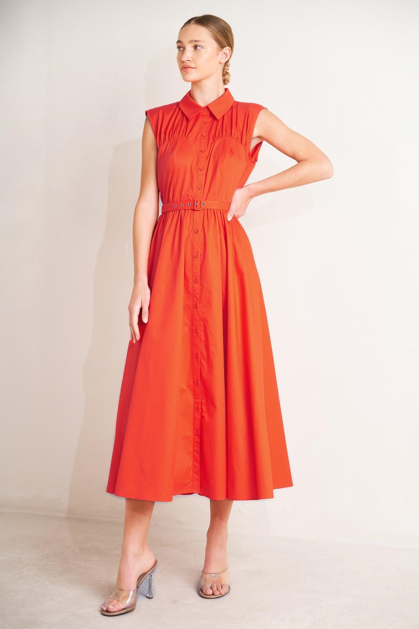 Flying Tomato - Runway Ready Scarelet Woven Midi Dress