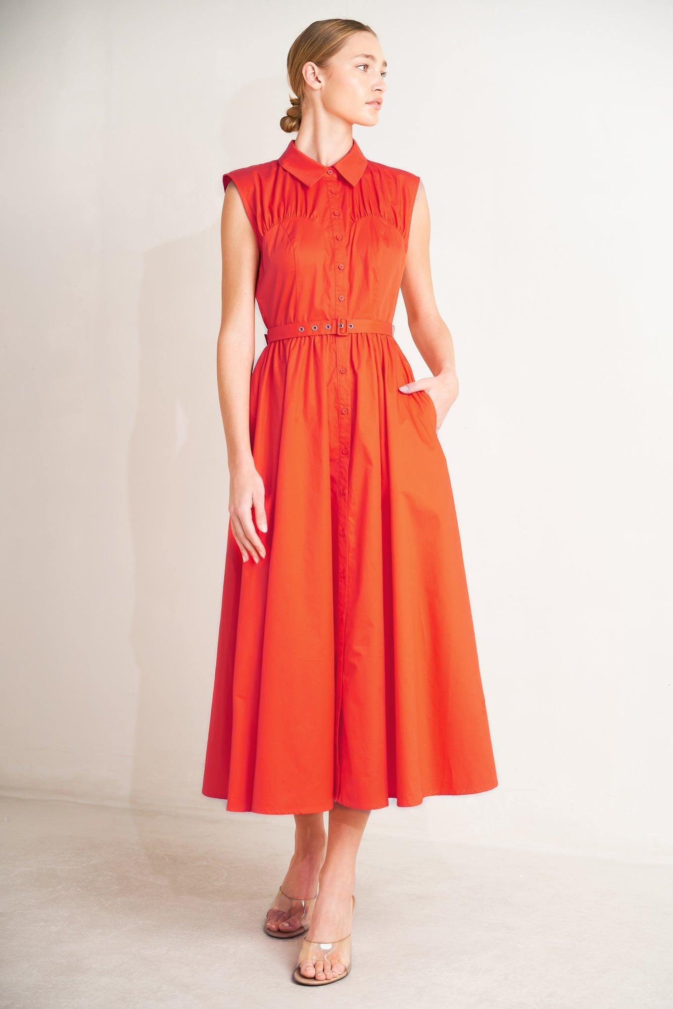 Flying Tomato - Runway Ready Scarelet Woven Midi Dress