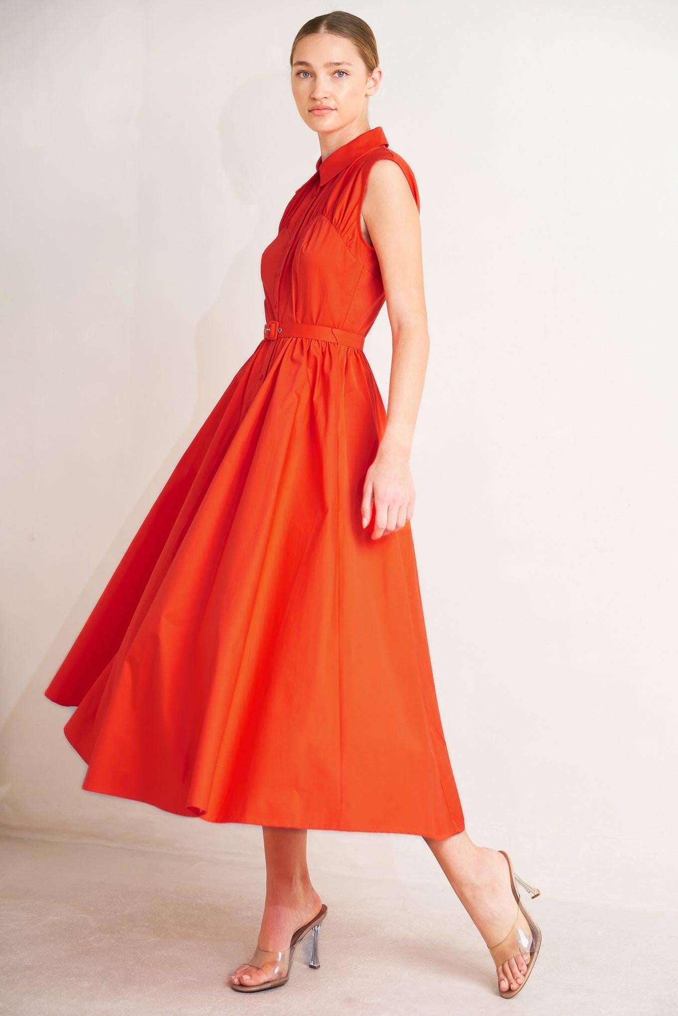 Flying Tomato - Runway Ready Scarelet Woven Midi Dress