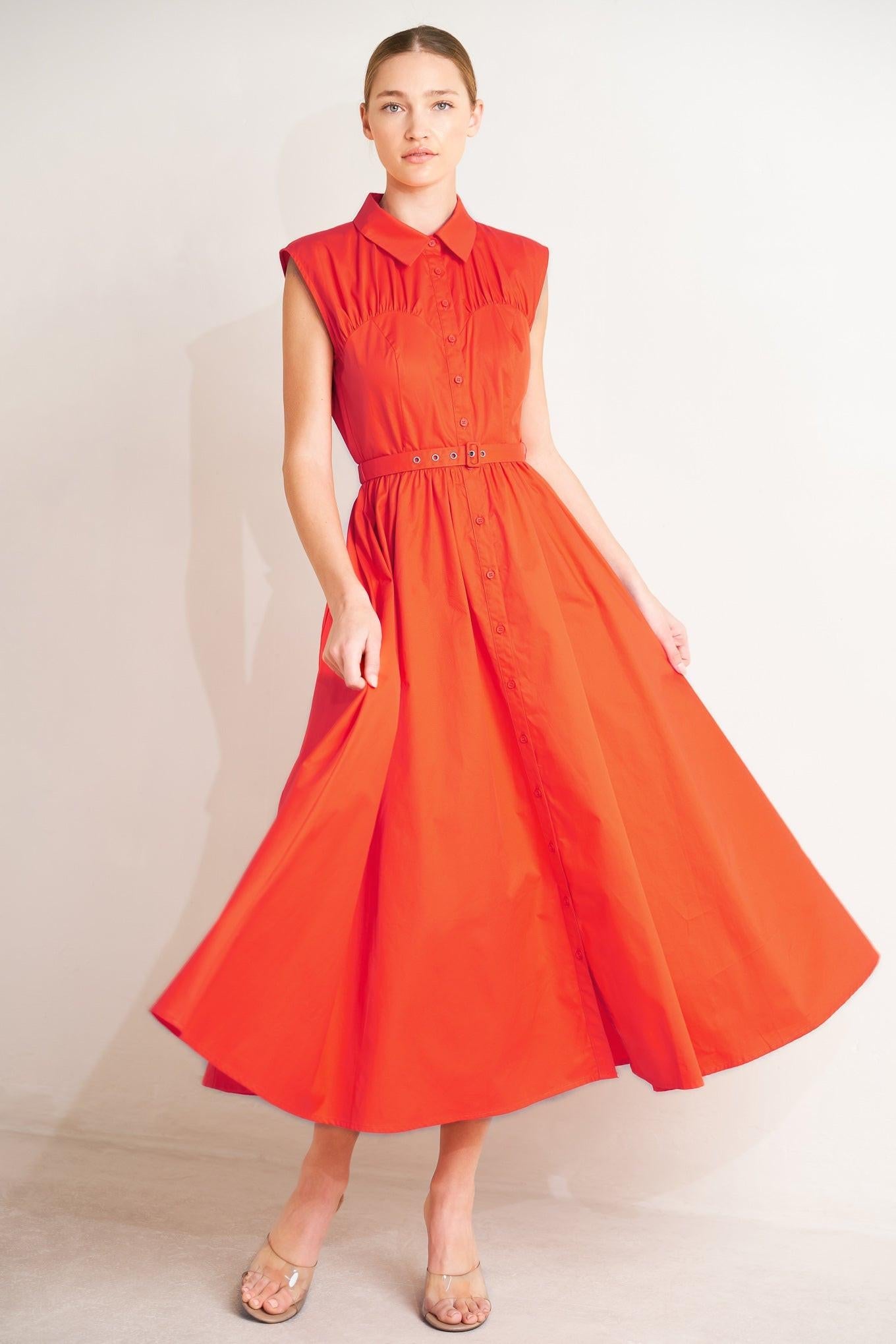 Flying Tomato - Runway Ready Scarelet Woven Midi Dress