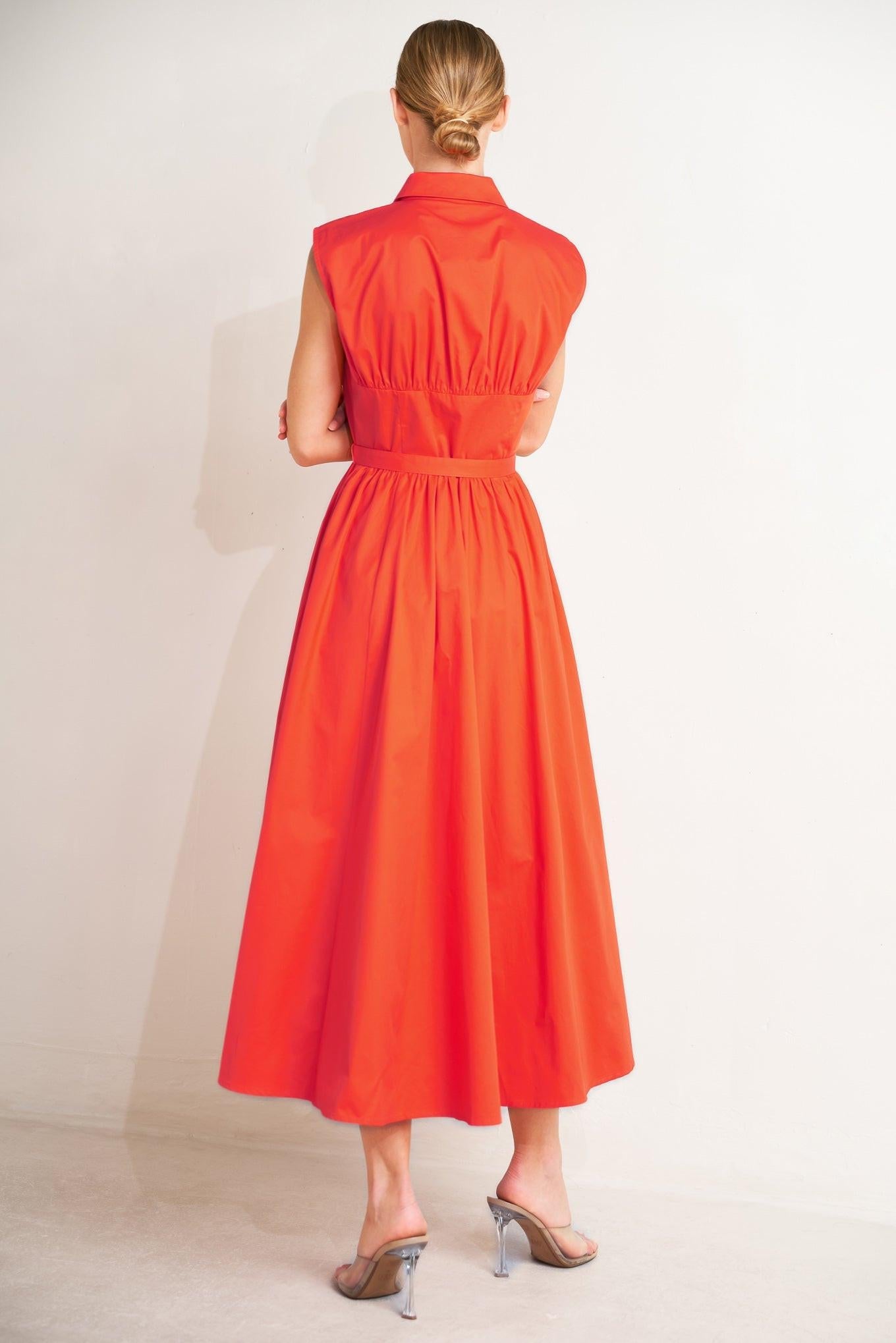 Flying Tomato - Runway Ready Scarelet Woven Midi Dress