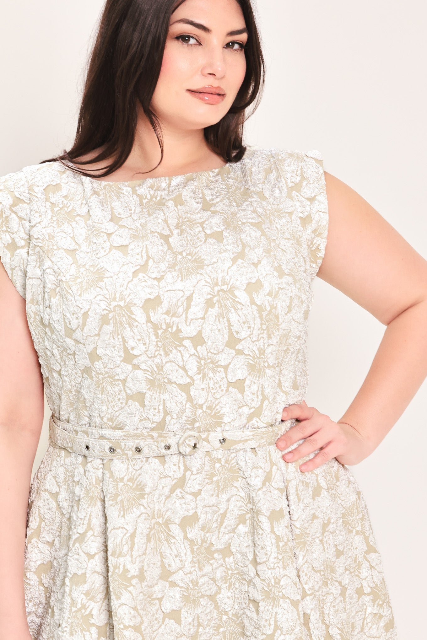 Flying Tomato - Statement In Ivory Woven Midi Dress