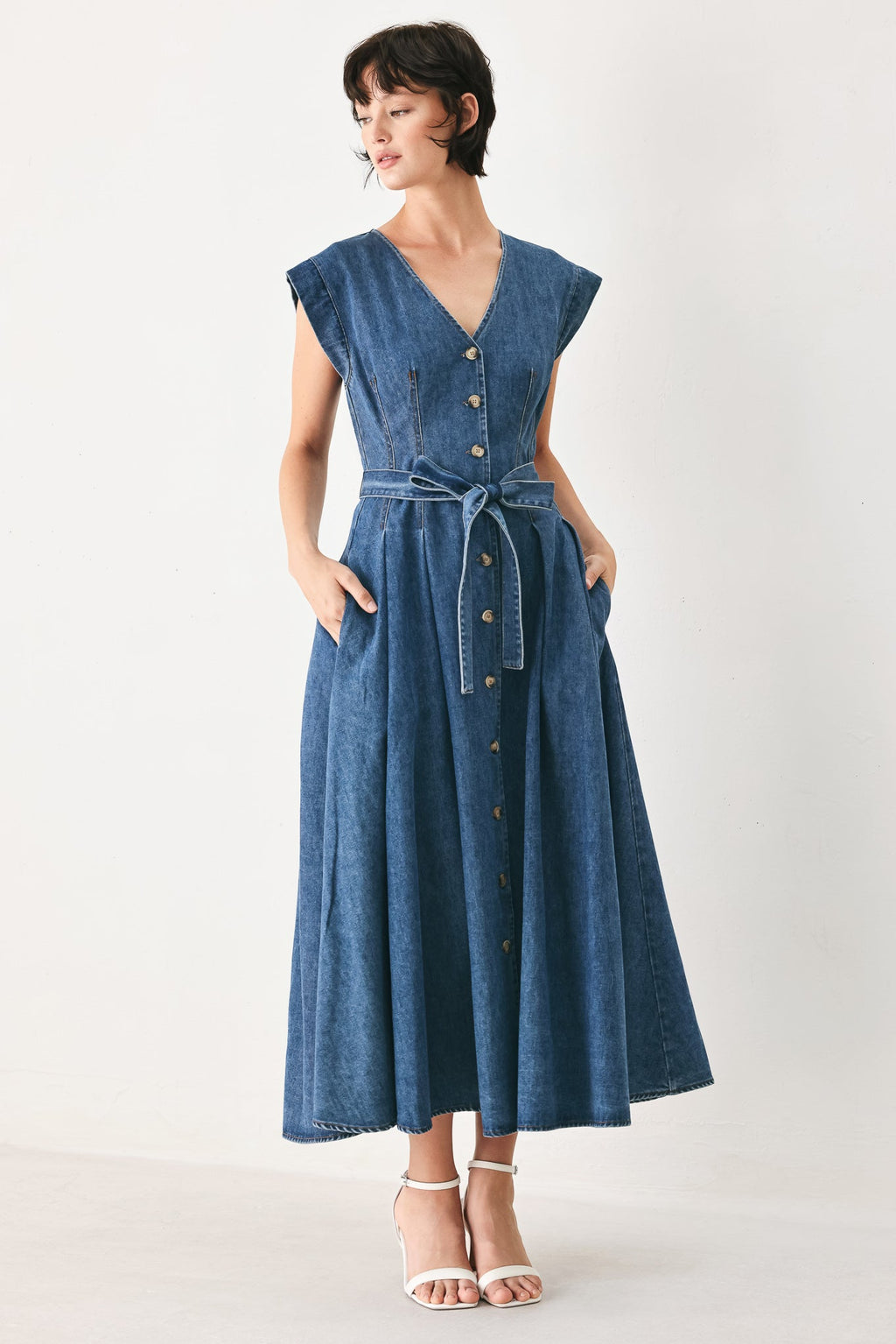 Flying Tomato - Daydream Denim Midi Dress