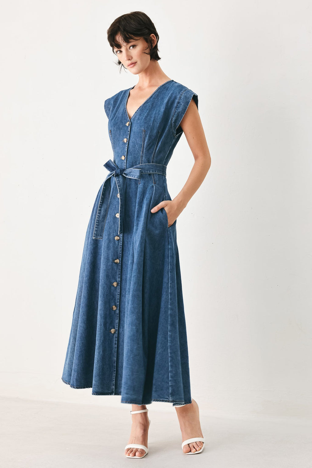 Flying Tomato - Daydream Denim Midi Dress