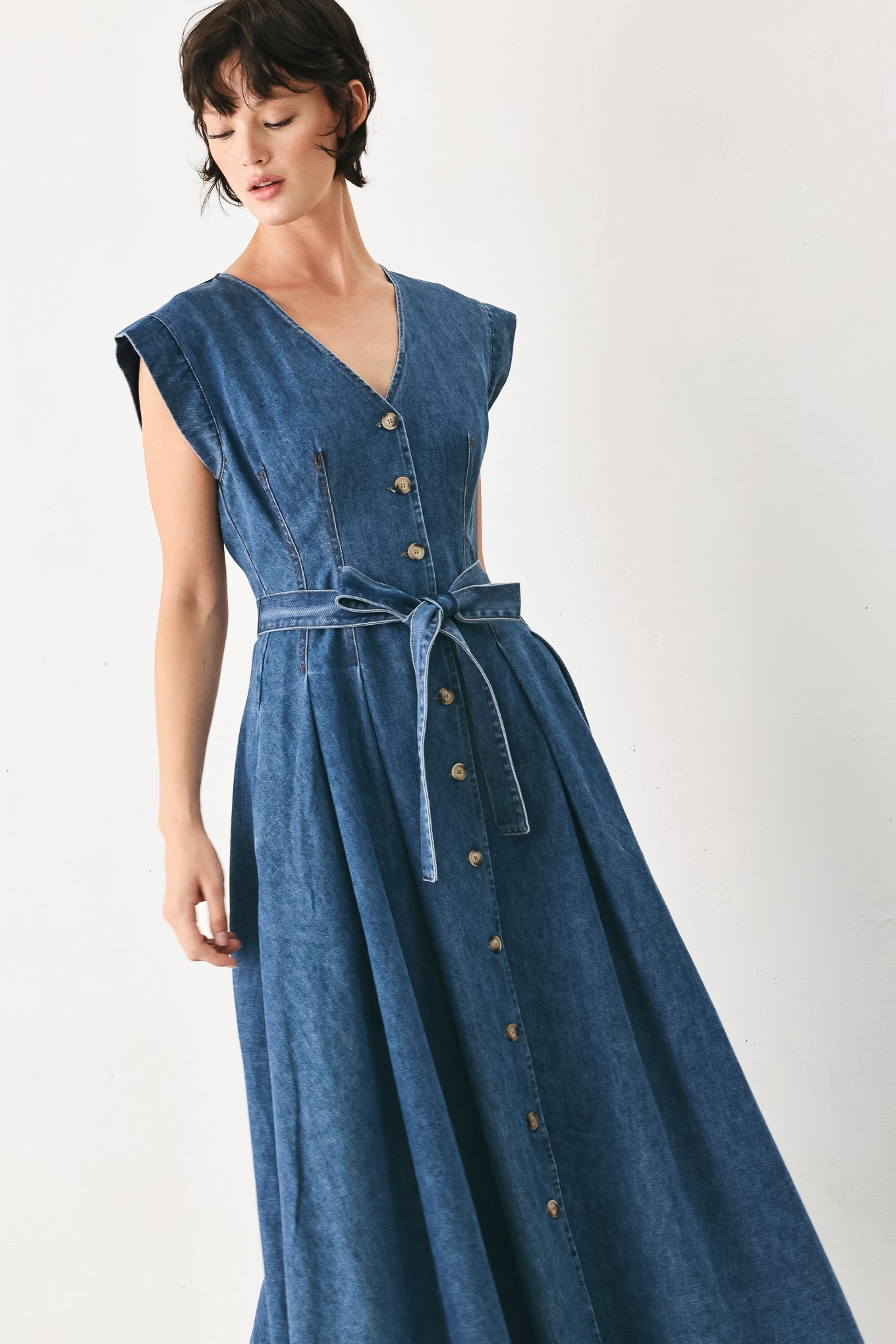 Flying Tomato - Daydream Denim Midi Dress
