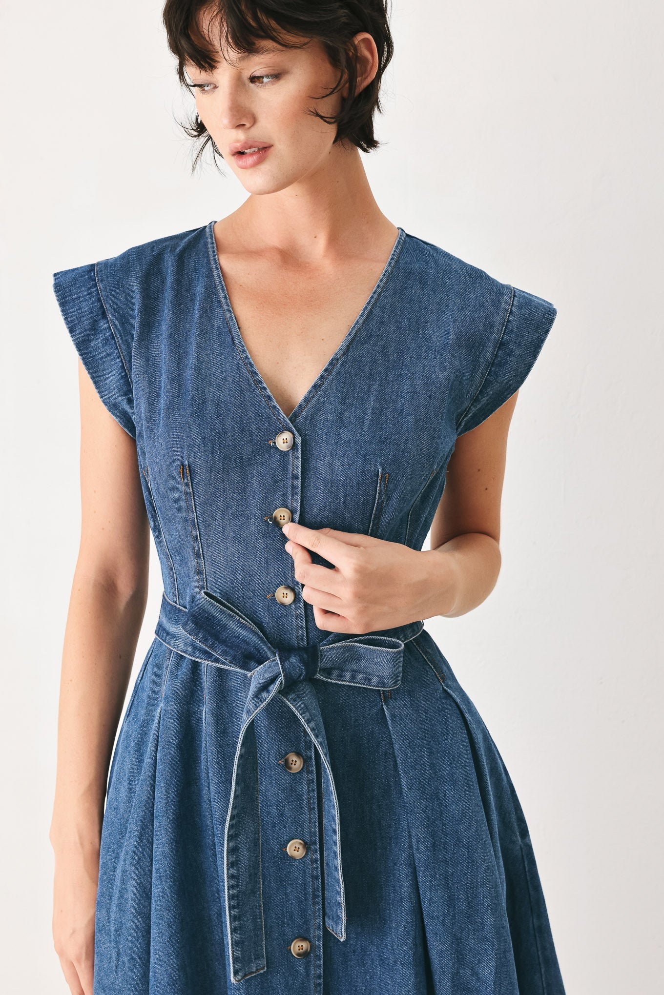 Flying Tomato - Daydream Denim Midi Dress