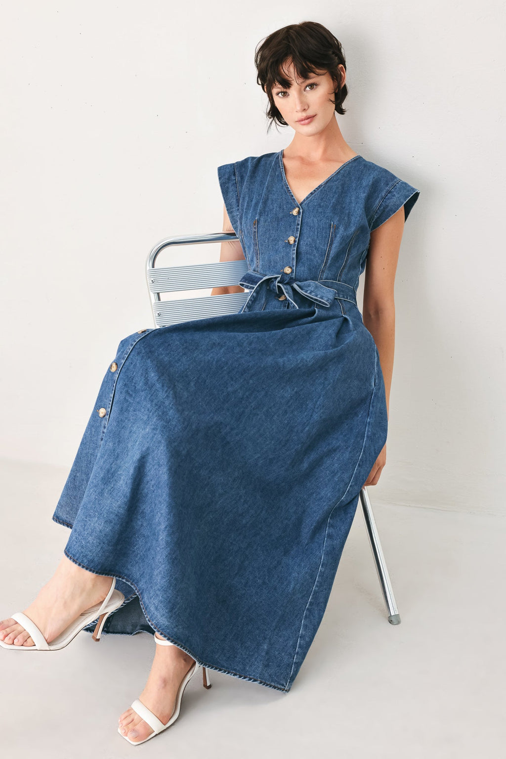 Flying Tomato - Daydream Denim Midi Dress