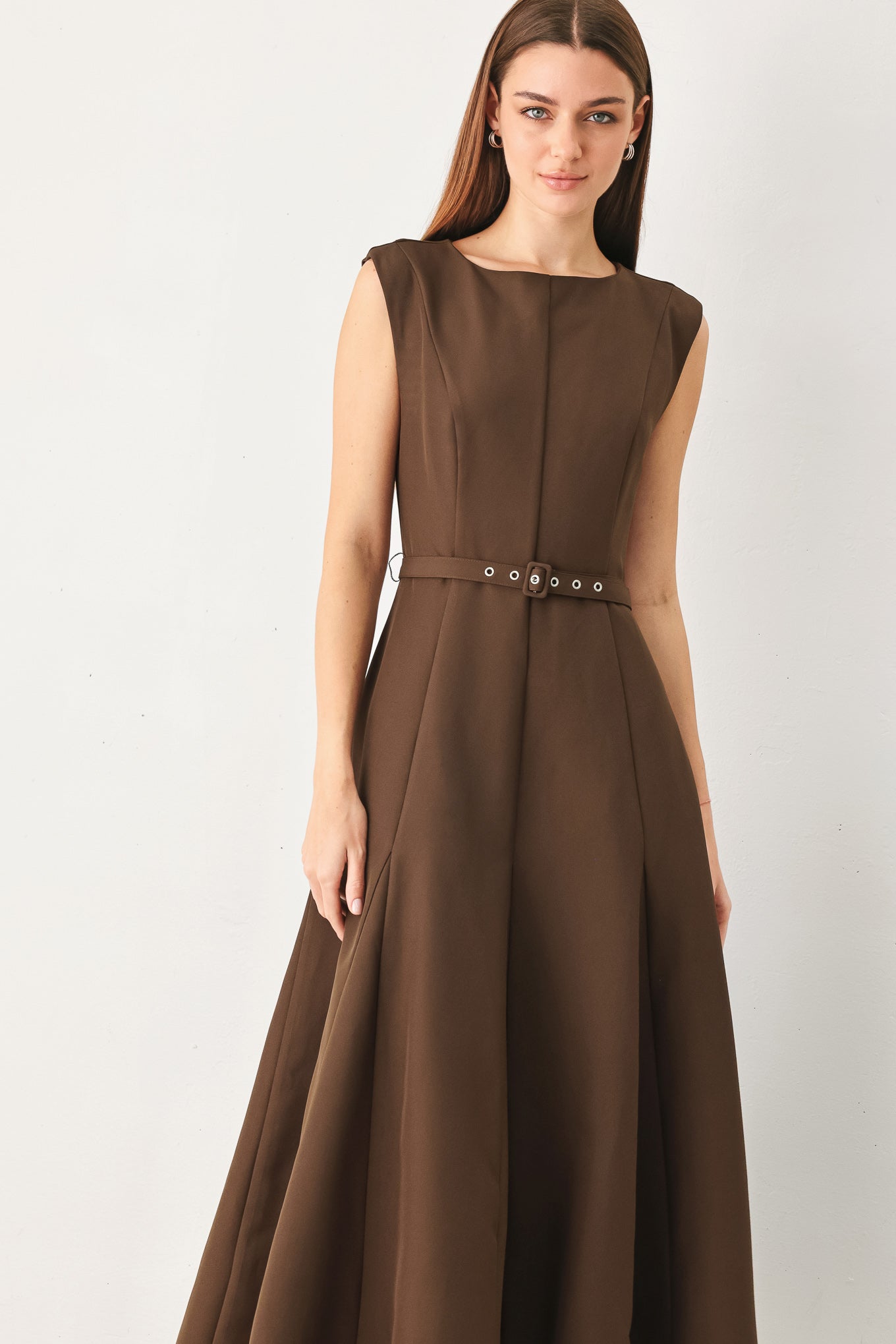 Flying Tomato Hazelnut Ballet Woven Midi Dress