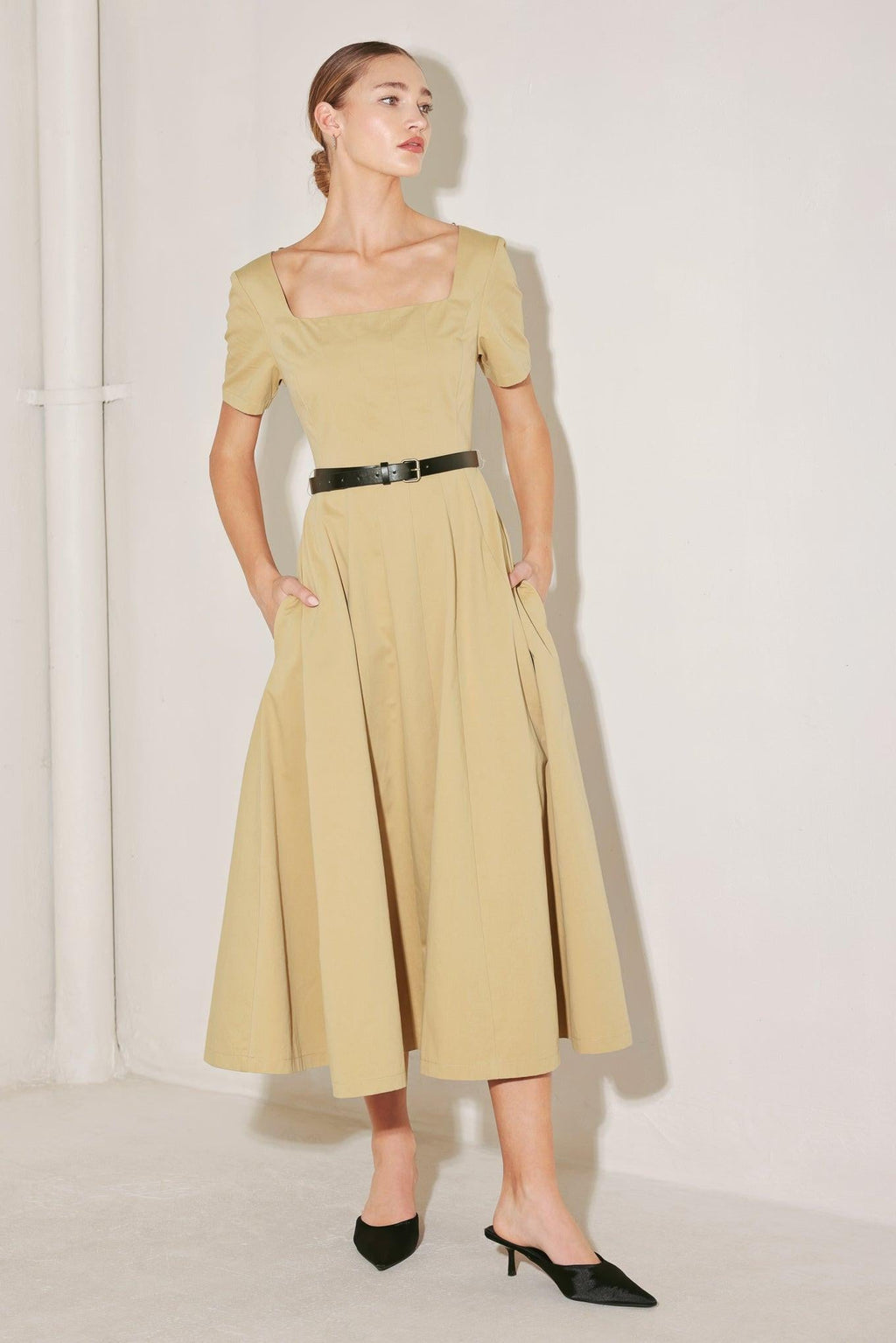 Flying Tomato - Warm Stone Edit Woven Midi Dress