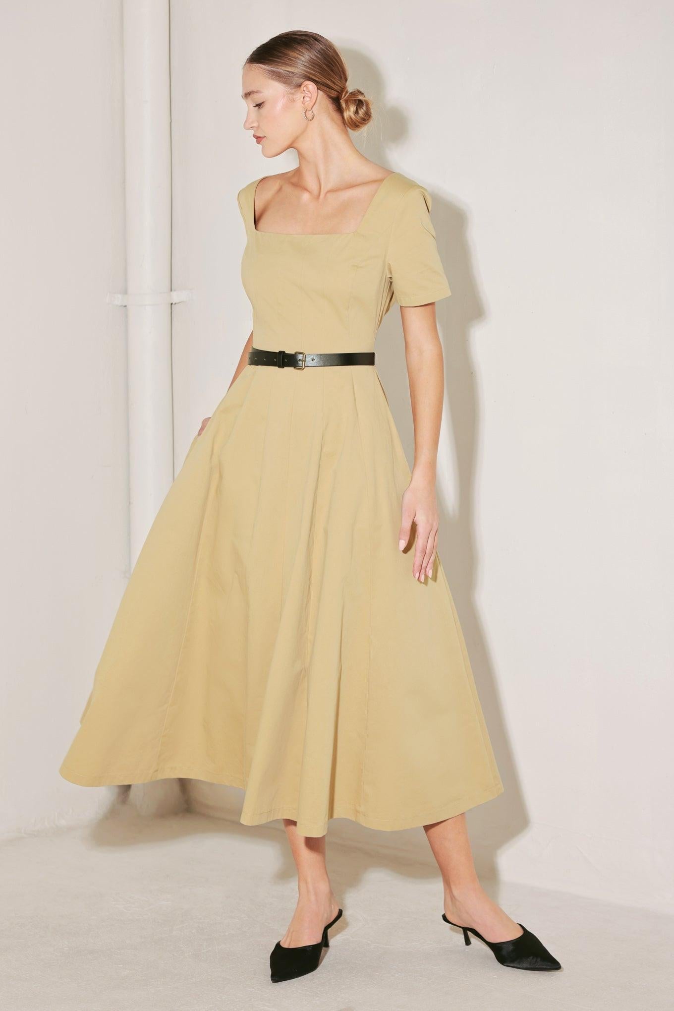 Flying Tomato - Warm Stone Edit Woven Midi Dress