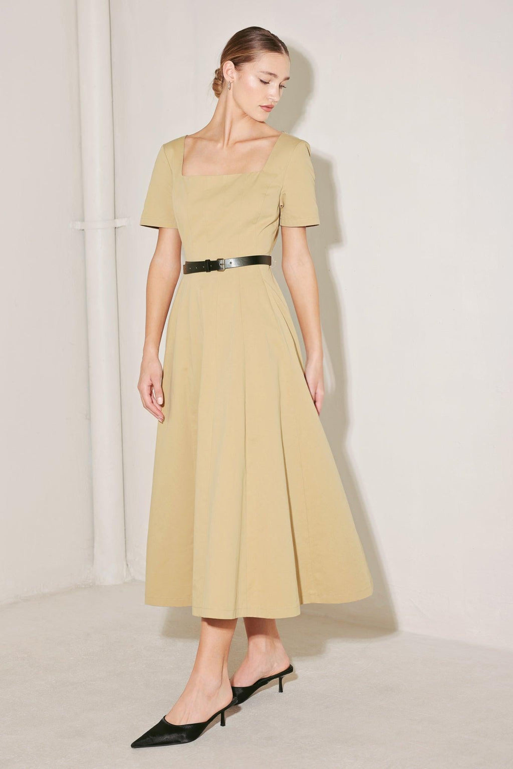 Flying Tomato - Warm Stone Edit Woven Midi Dress