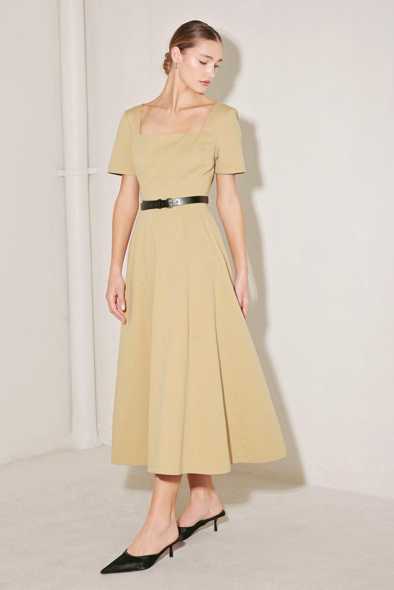 Flying Tomato - Warm Stone Edit Woven Midi Dress