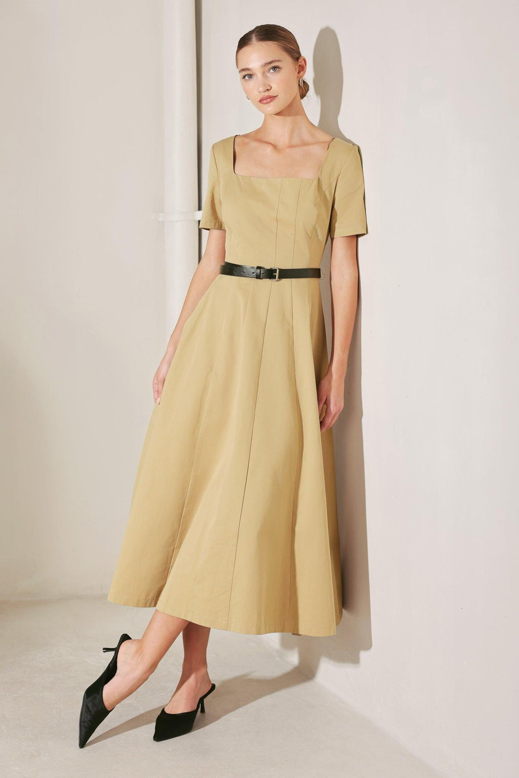 Flying Tomato - Warm Stone Edit Woven Midi Dress