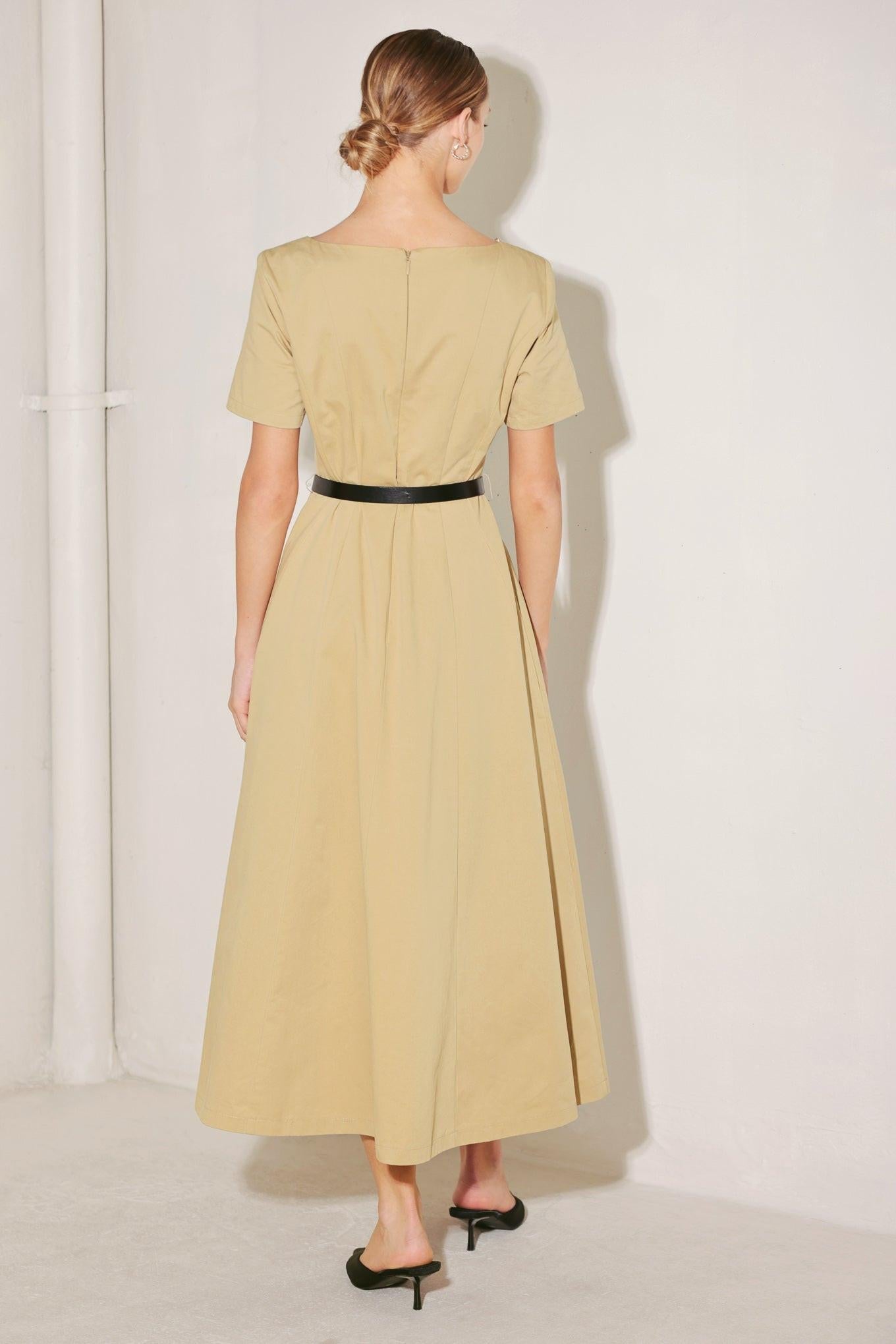 Flying Tomato - Warm Stone Edit Woven Midi Dress