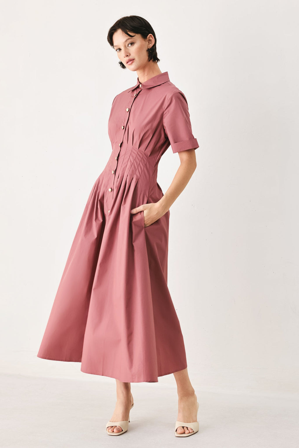 Flying Tomato - Countryside Charm Woven Midi Dress