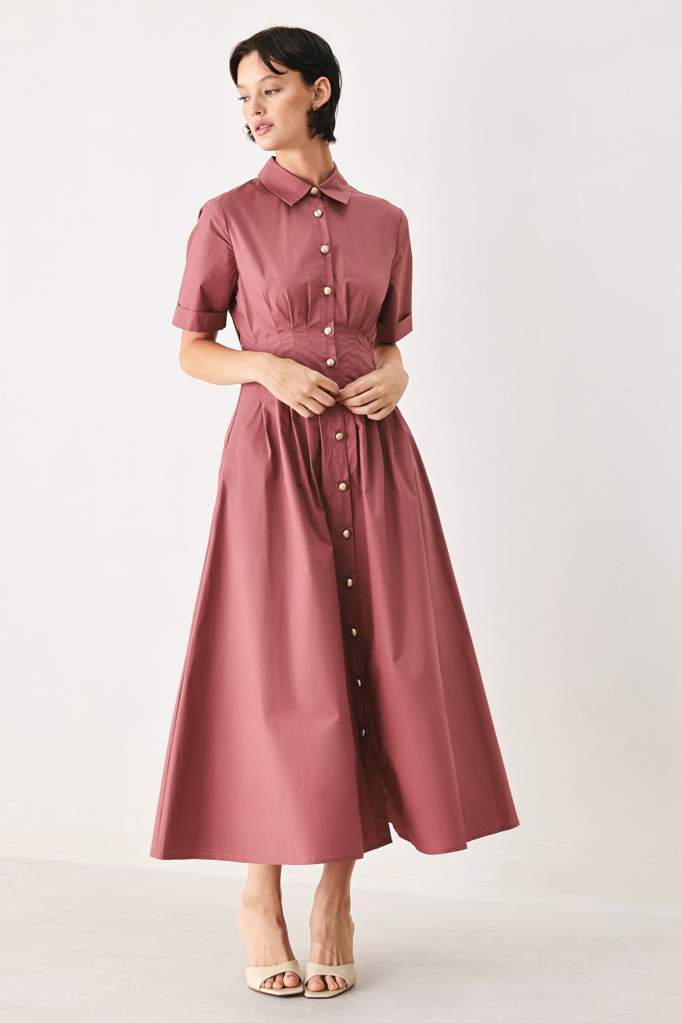 Flying Tomato - Countryside Charm Woven Midi Dress