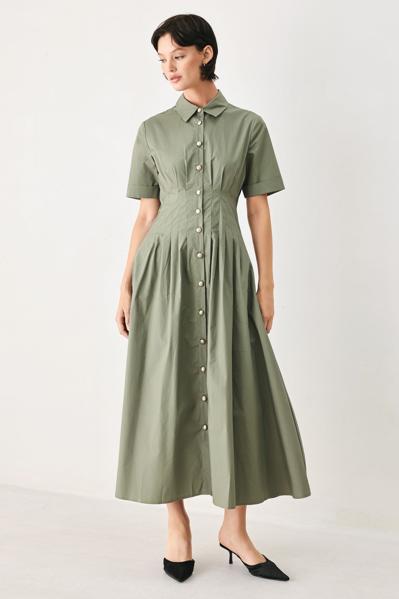 Flying Tomato - Countryside Charm Woven Midi Dress