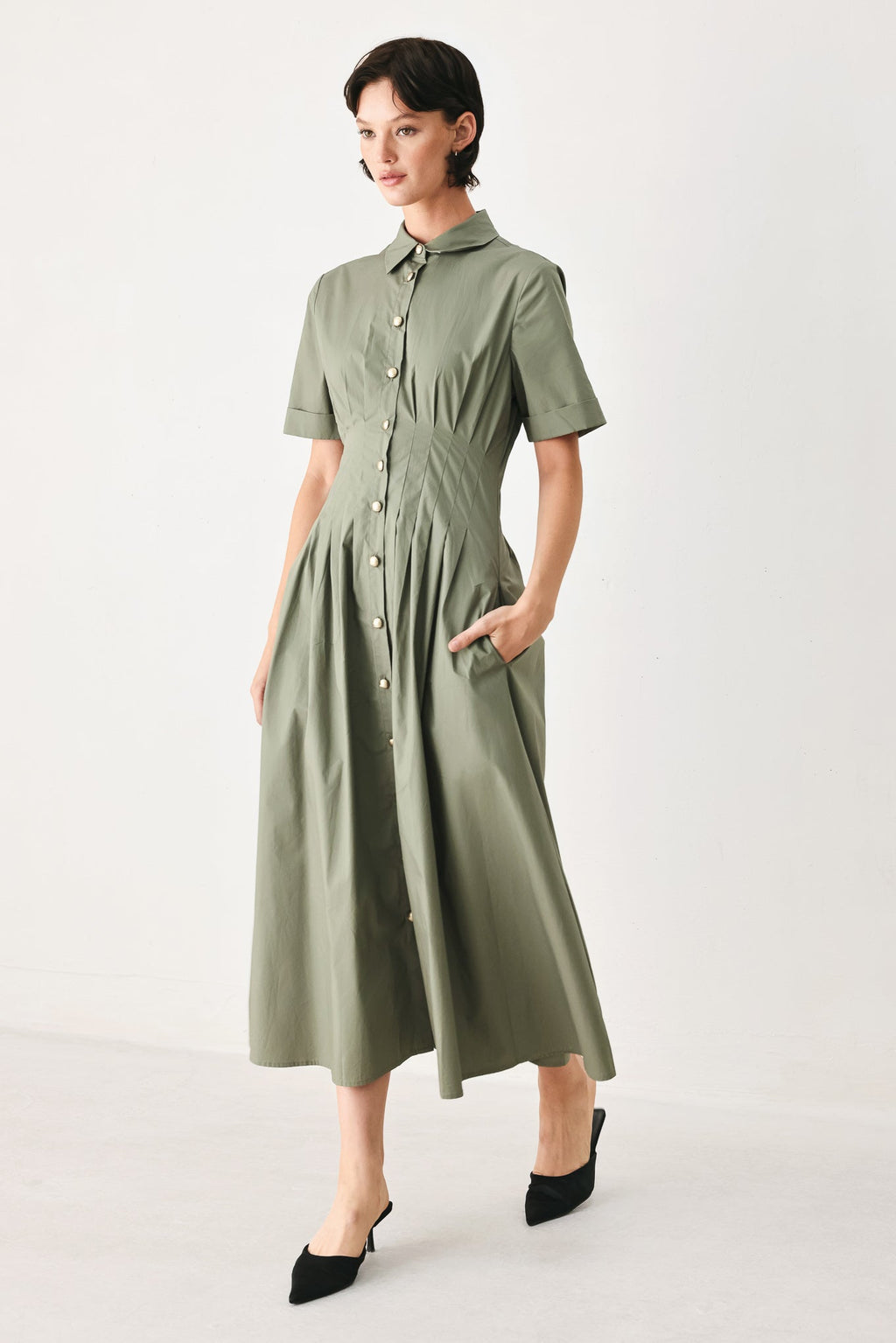Flying Tomato - Countryside Charm Woven Midi Dress