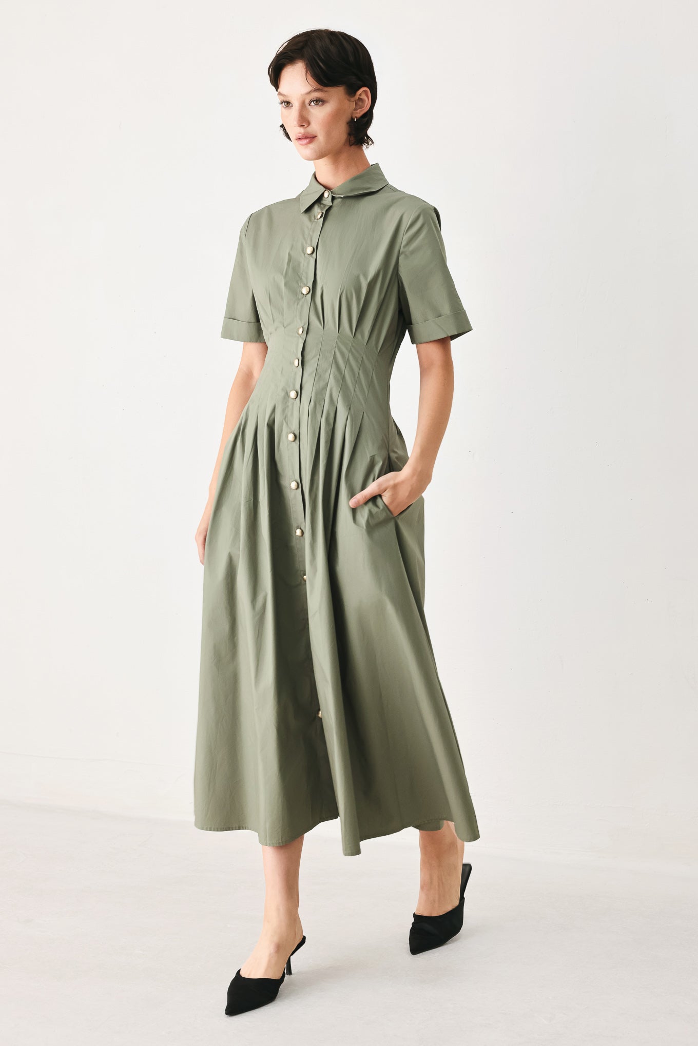 Flying Tomato - Countryside Charm Woven Midi Dress