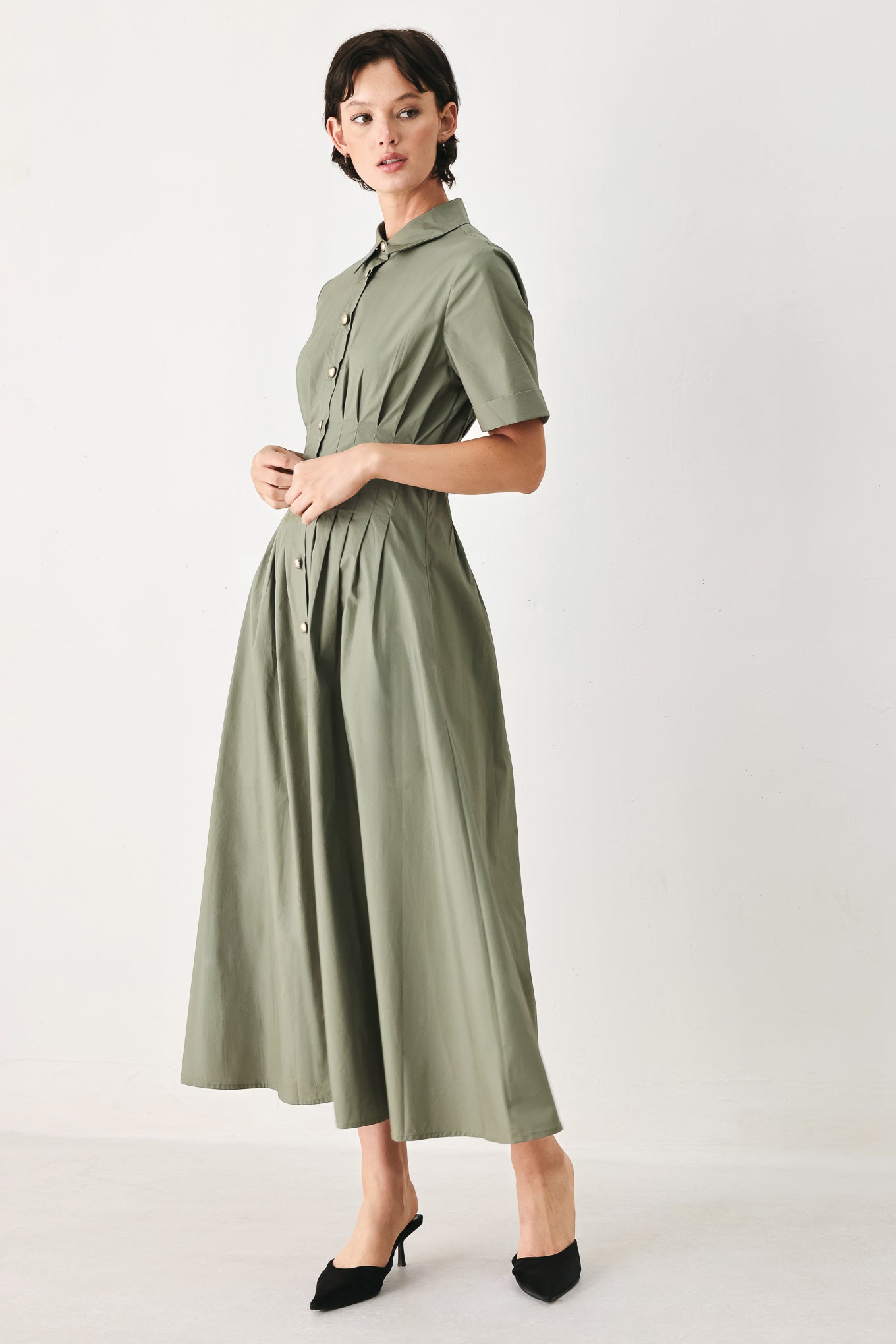 Flying Tomato - Countryside Charm Woven Midi Dress