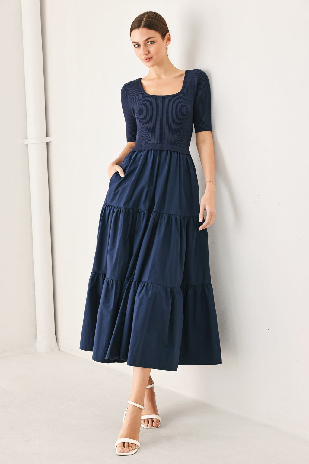 Flying Tomato Elegant Era Sweater Knit Midi Dress