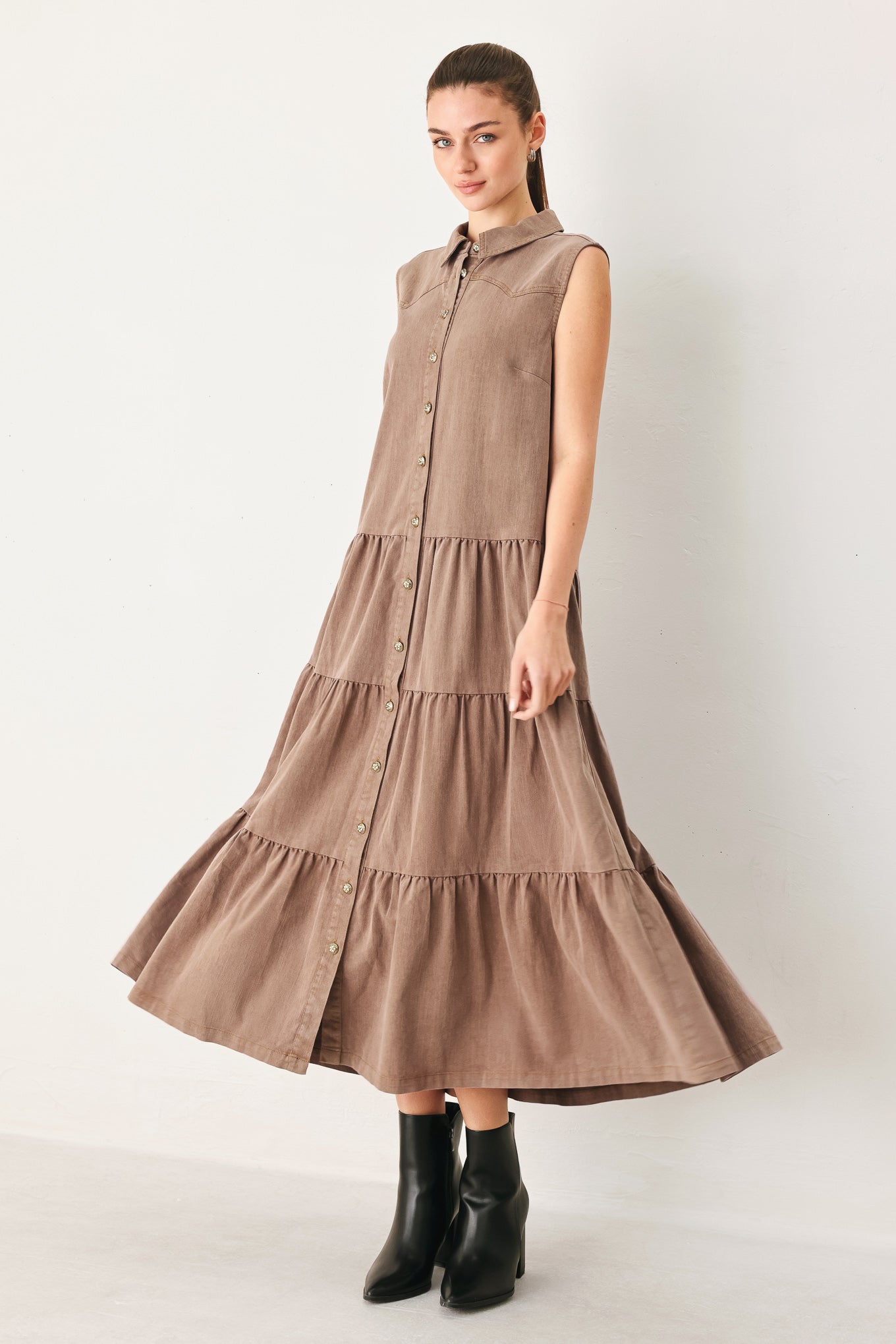 Flying Tomato Rustic Romance Woven Midi Dress