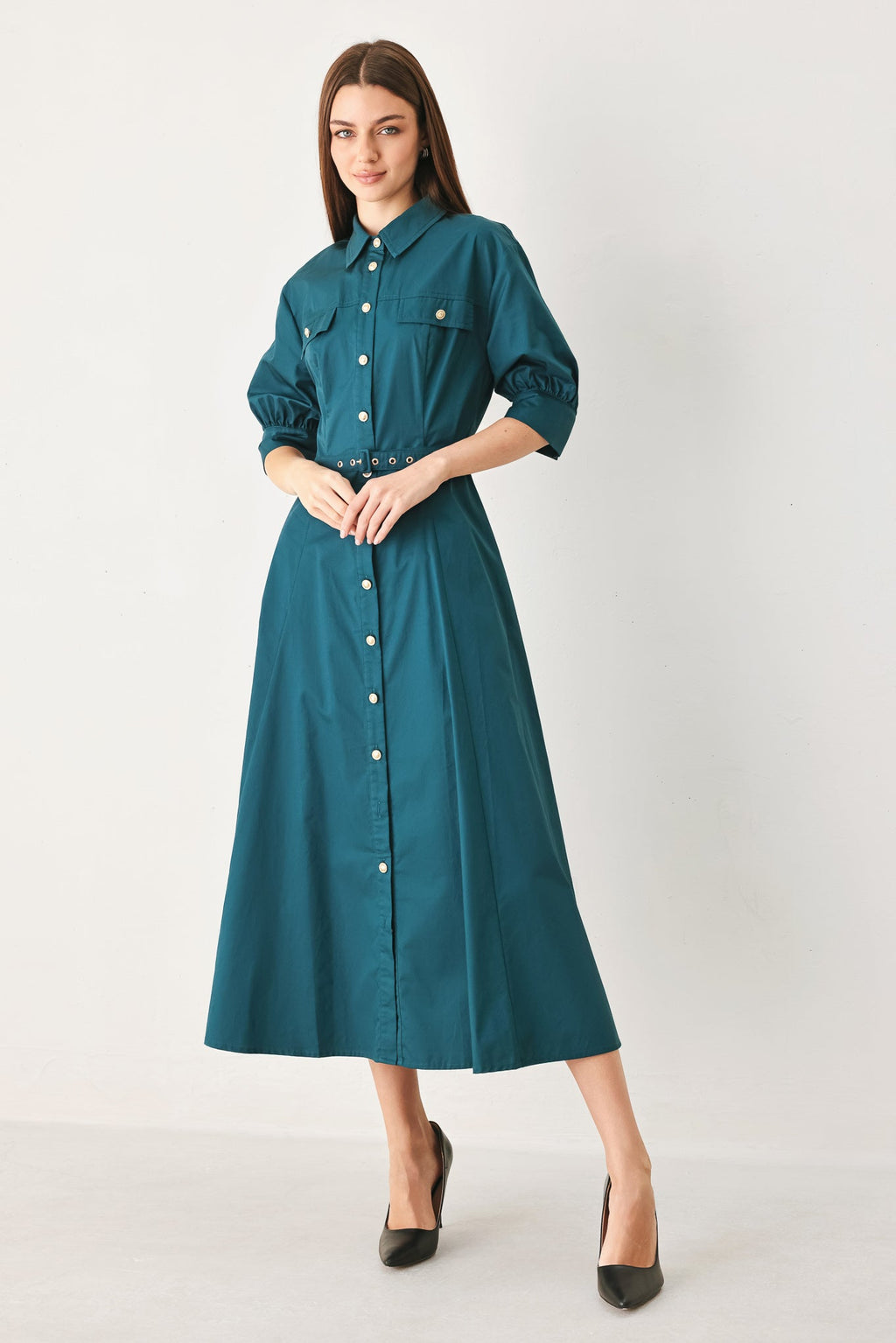 Flying Tomato Everyday Tailored Woven Midi Dress