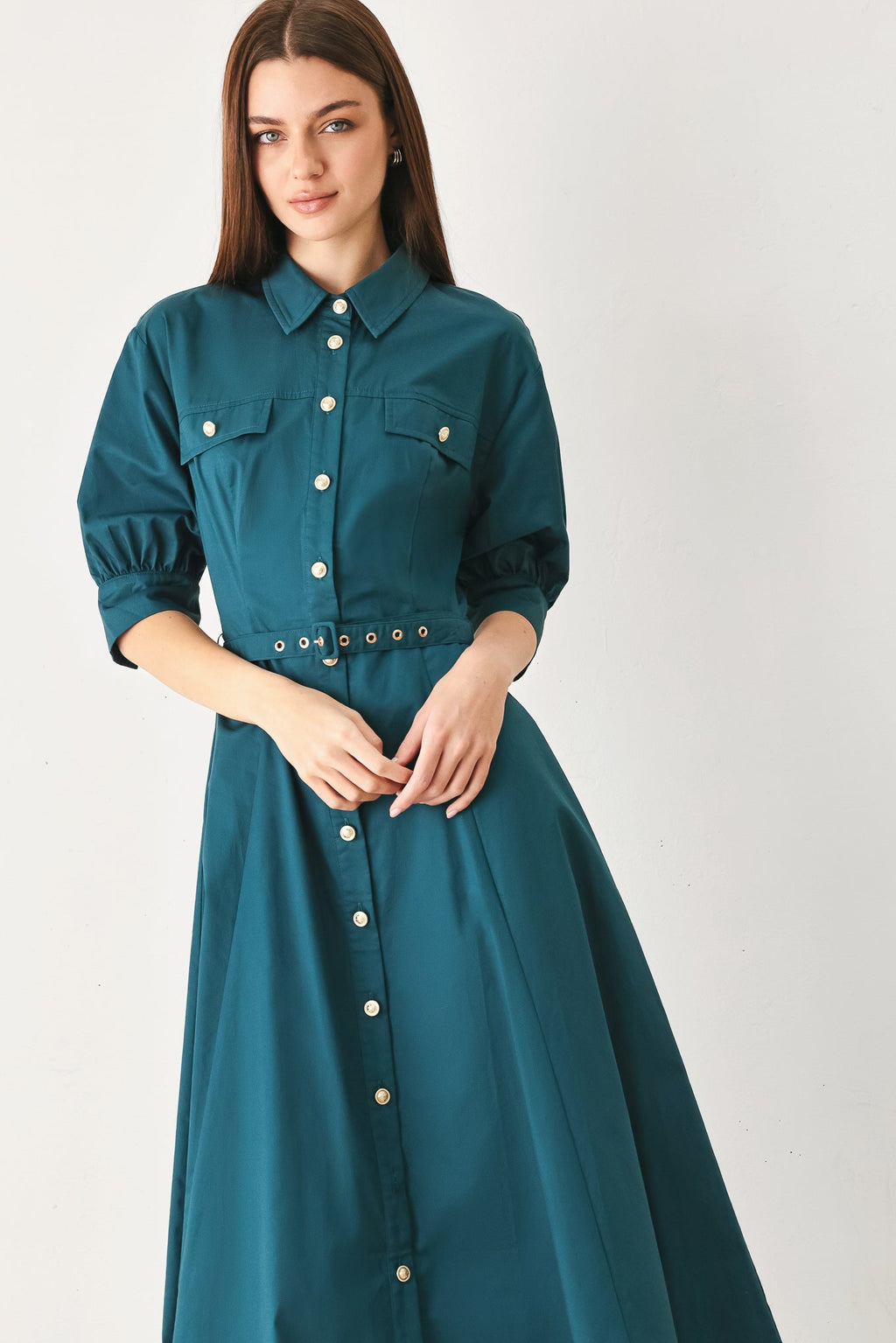 Flying Tomato Everyday Tailored Woven Midi Dress