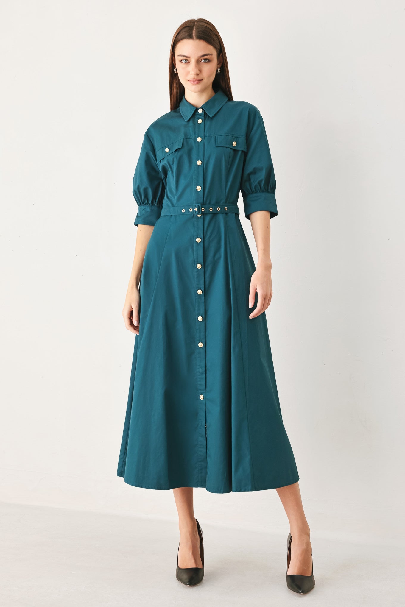 Flying Tomato Everyday Tailored Woven Midi Dress