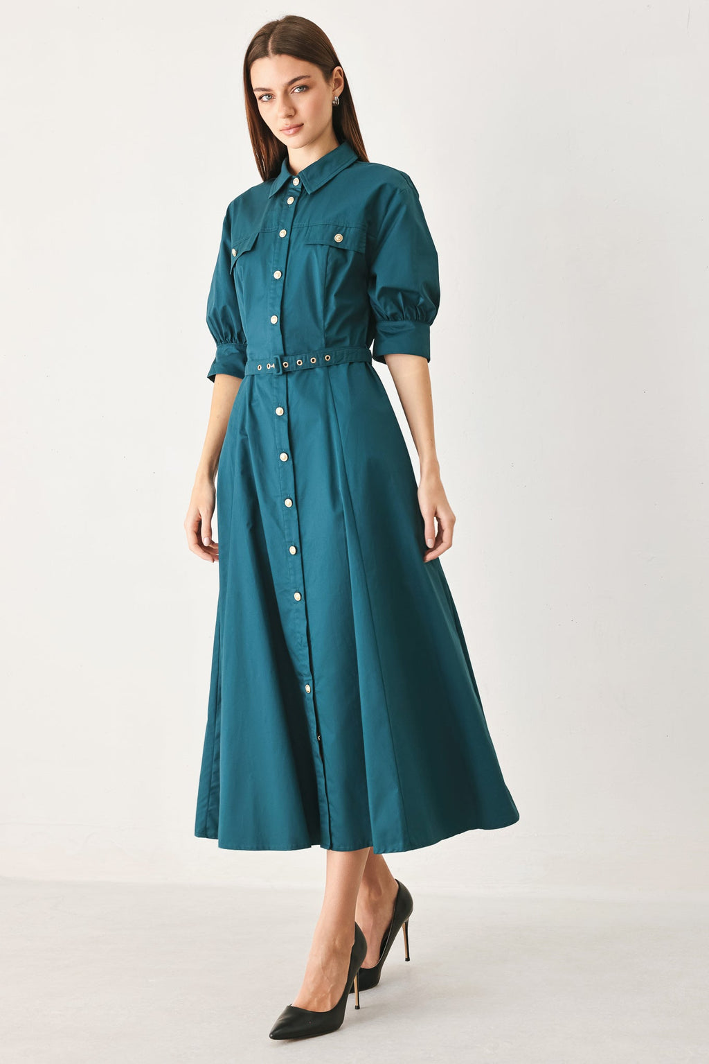 Flying Tomato Everyday Tailored Woven Midi Dress
