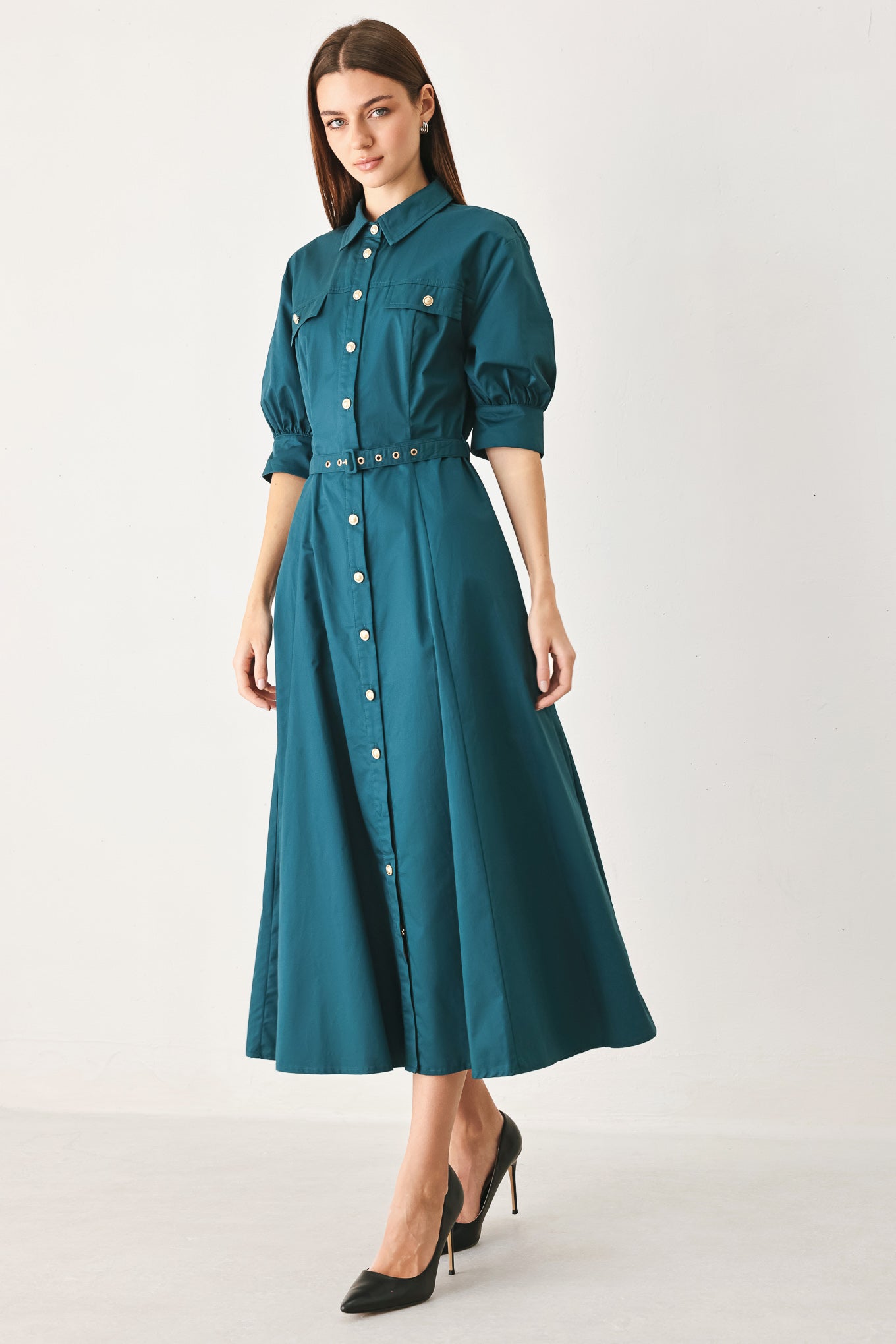 Flying Tomato Everyday Tailored Woven Midi Dress