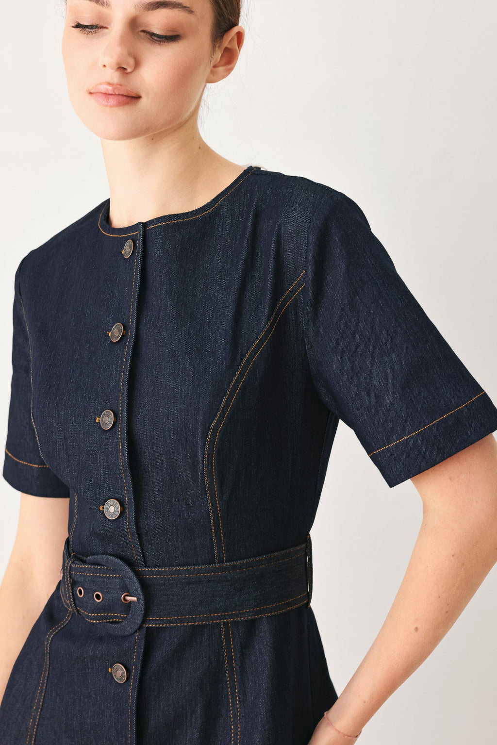 Flying Tomato Romantic Denim Woven Midi Dress