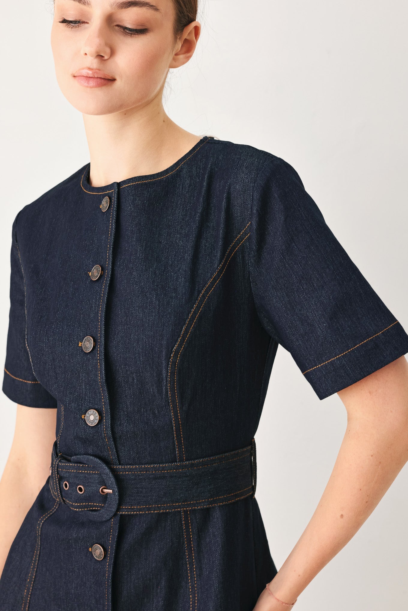 Flying Tomato Romantic Denim Woven Midi Dress