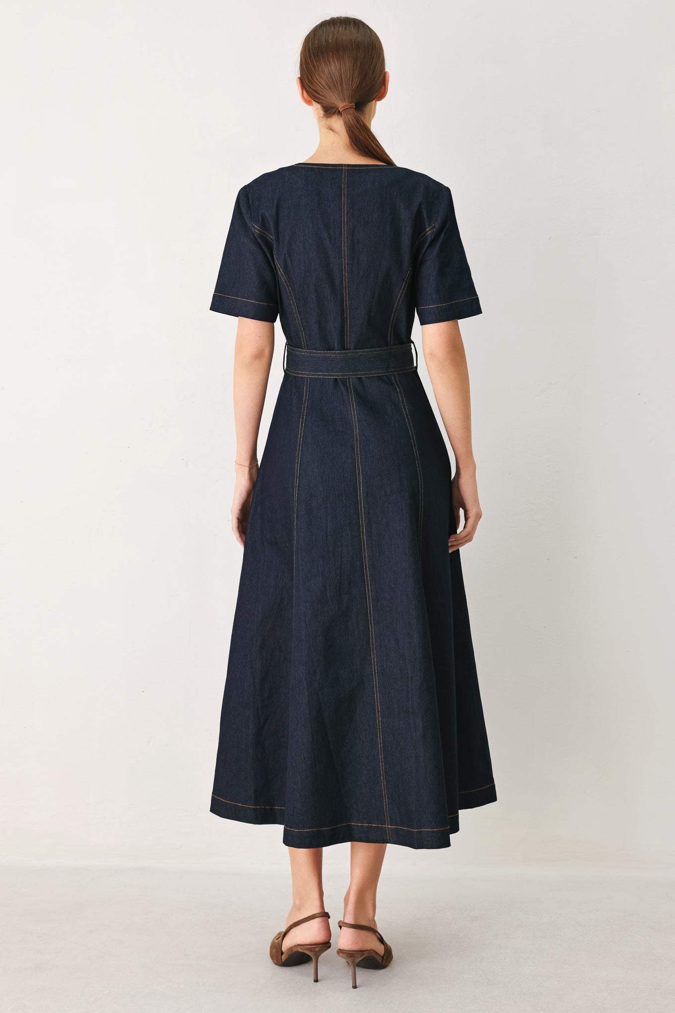 Flying Tomato Romantic Denim Woven Midi Dress