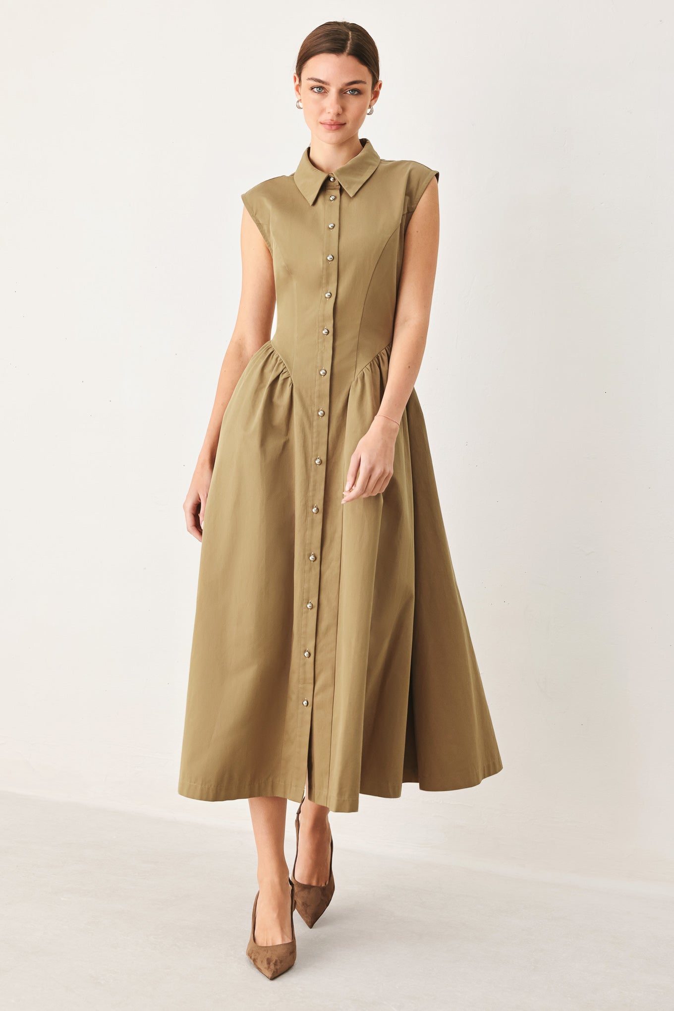 Flying Tomato Mocha Muse Woven Midi Dress