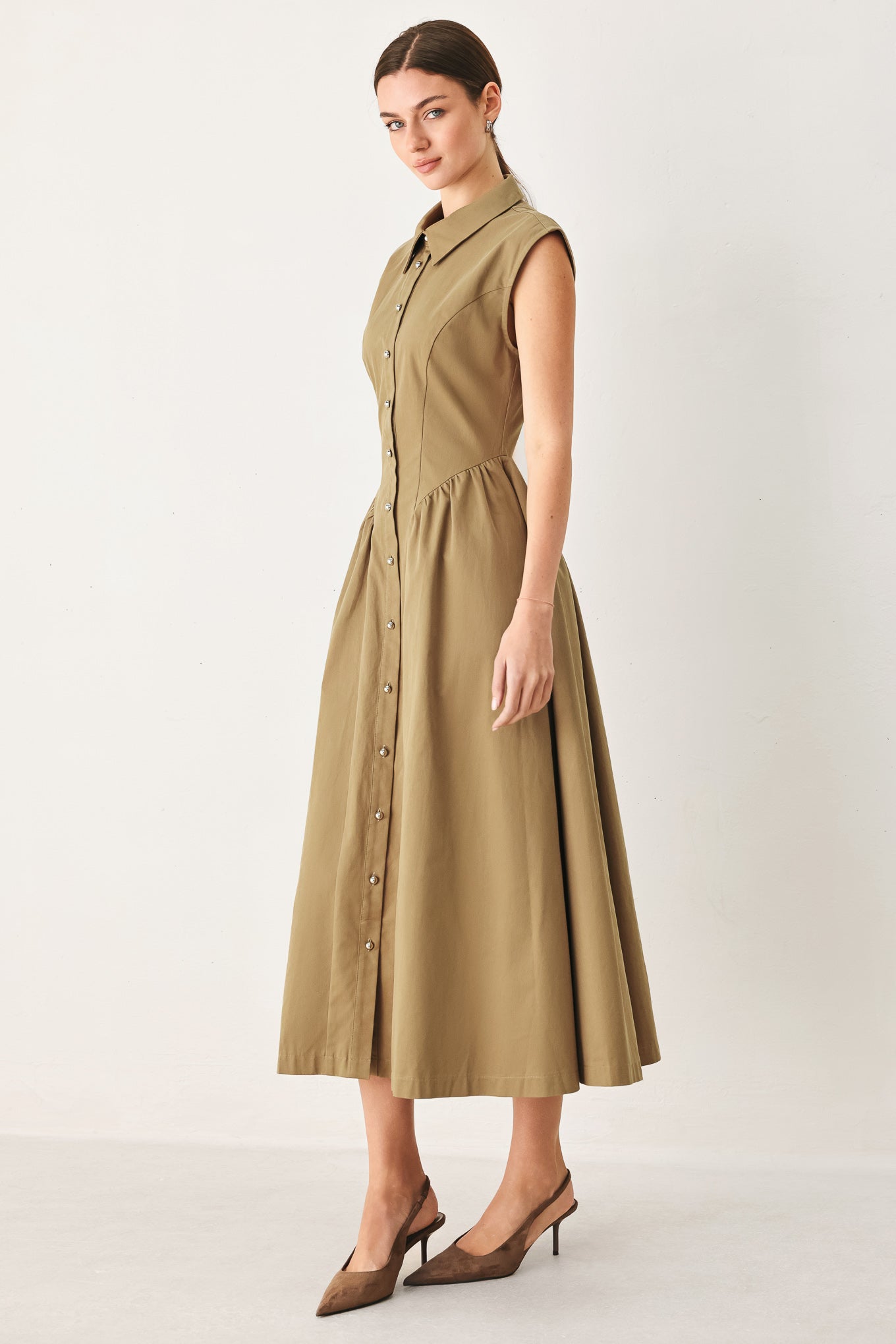 Flying Tomato Mocha Muse Woven Midi Dress