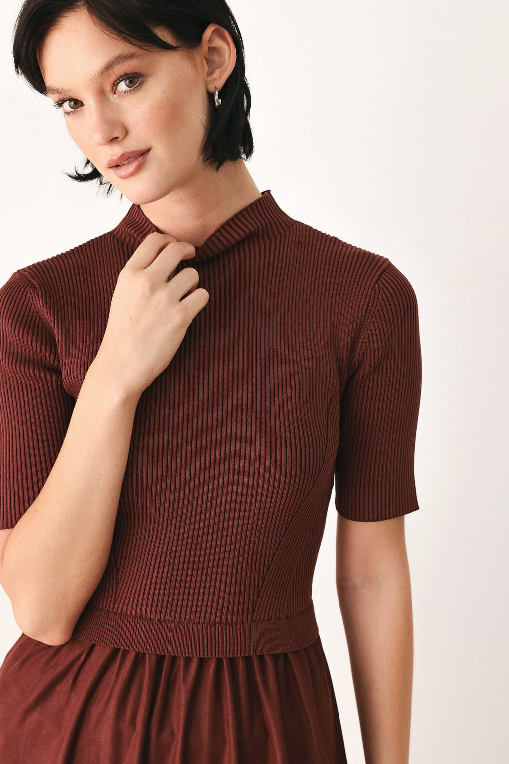 Flying Tomato Autumn Love Story Brick Tiered Midi Dress