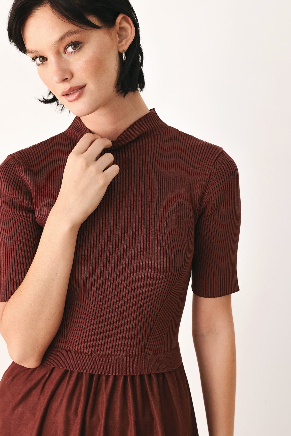 Flying Tomato Autumn Love Story Brick Tiered Midi Dress