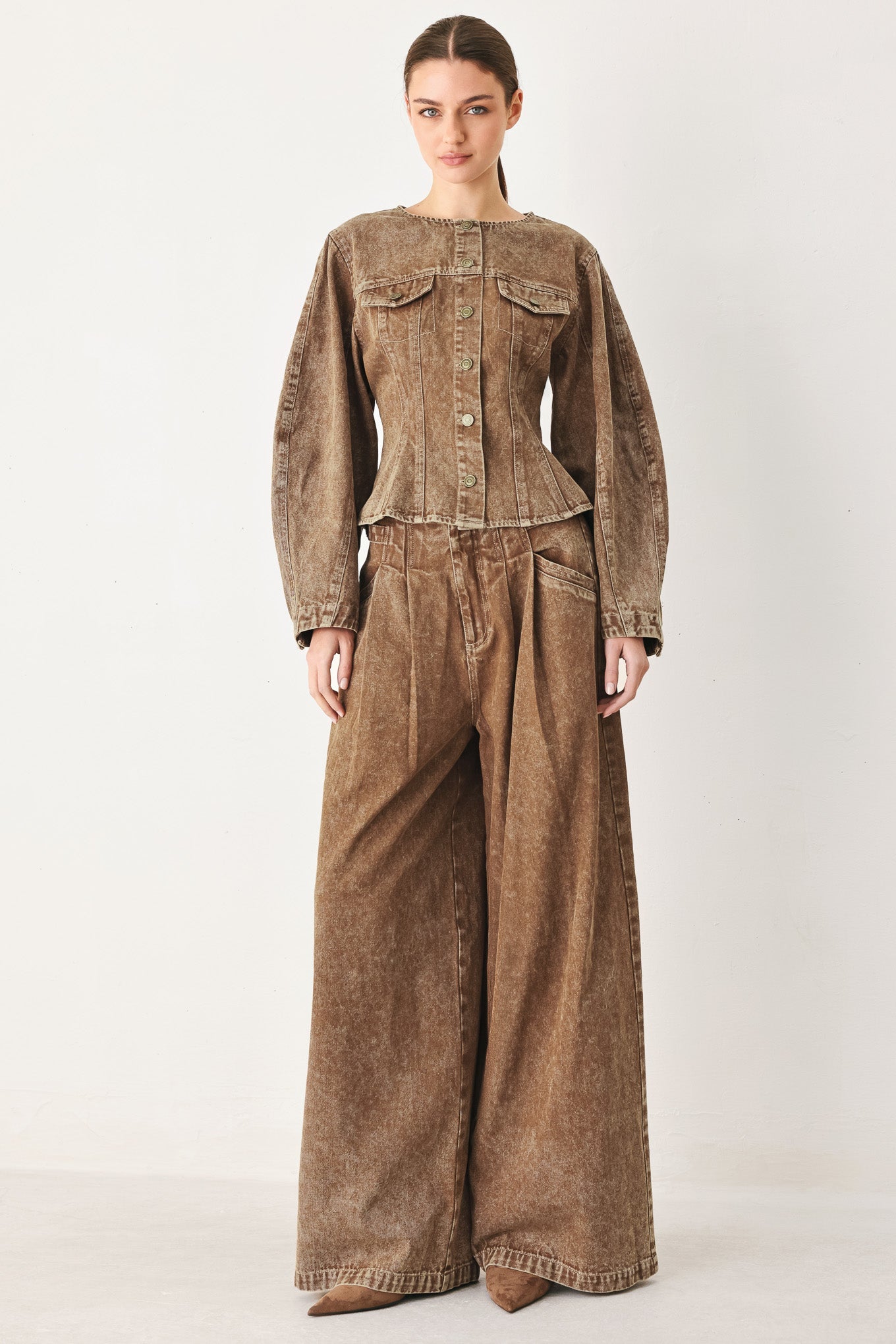Flying Tomato Vintage Brown Denim Jacket