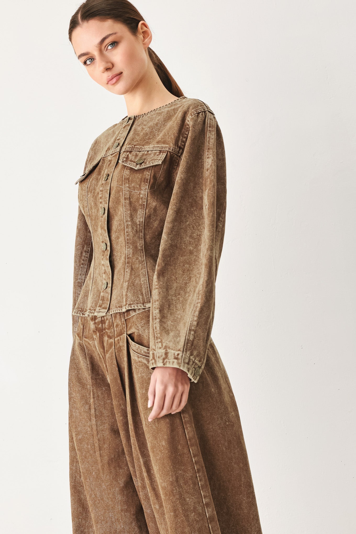 Flying Tomato Vintage Brown Denim Jacket