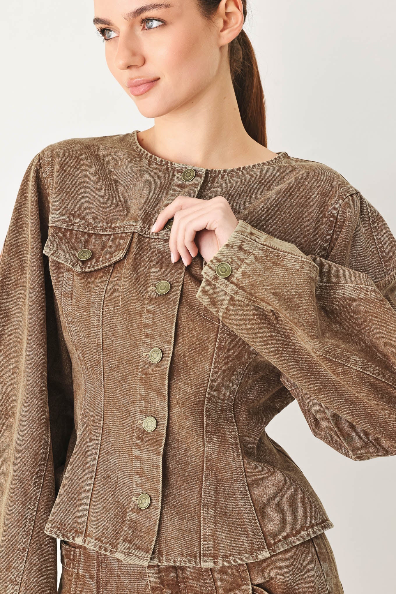 Flying Tomato Vintage Brown Denim Jacket
