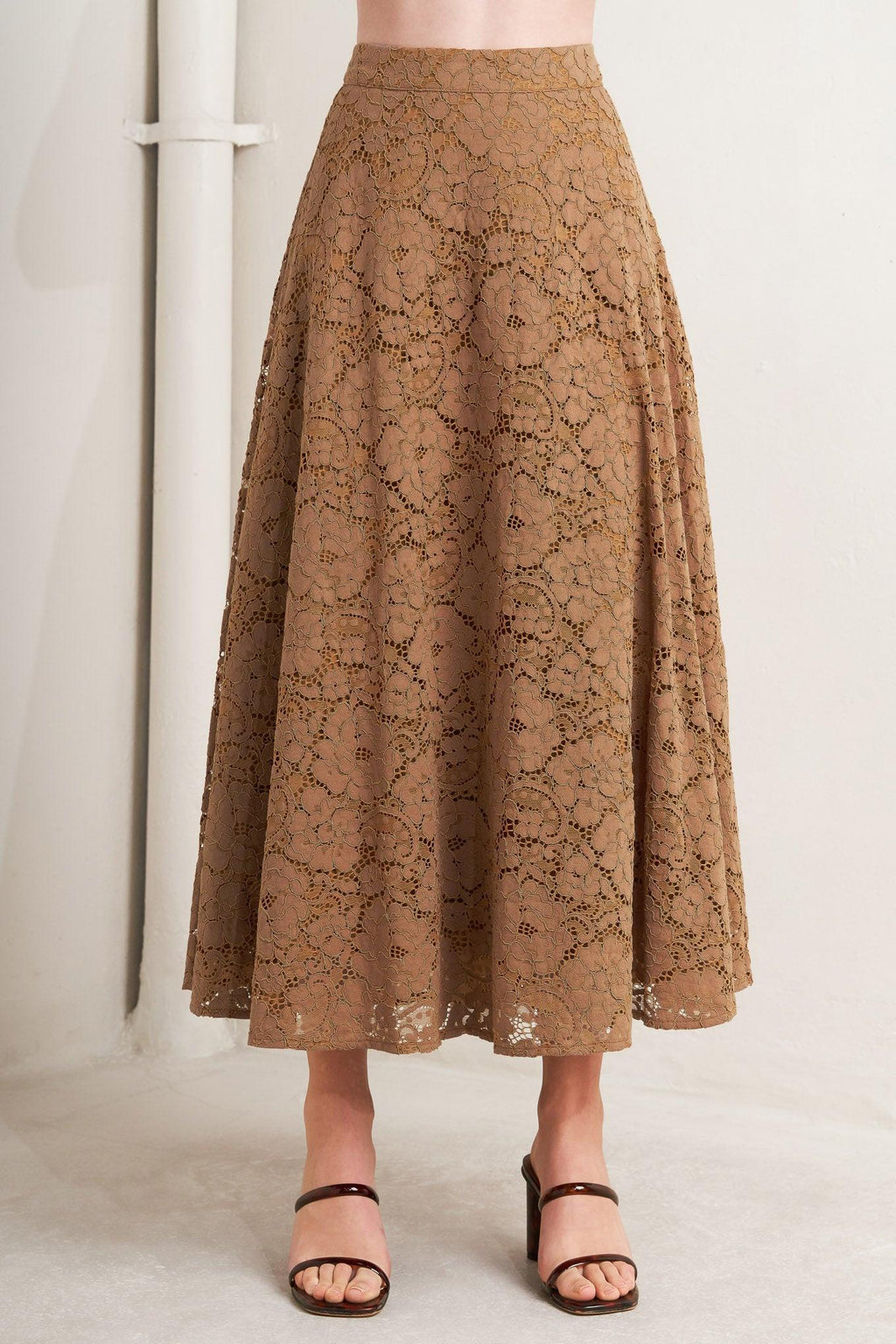 Purely Romantic Woven Lace Midi Skirt